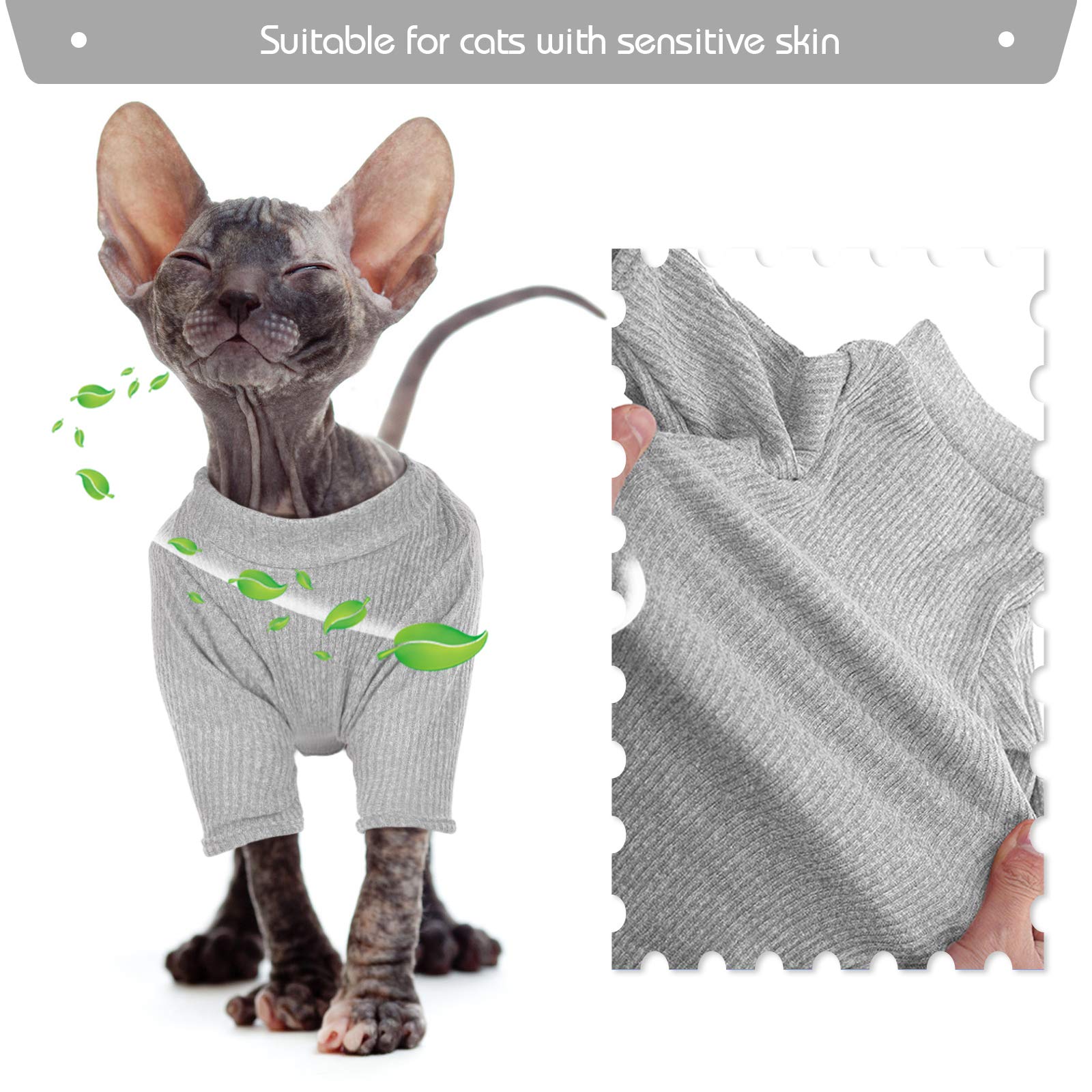 Dentrun Sphynx Hairless Cats Shirt Pullover Kitten T-Shirts, Breathable Cat Wear Turtleneck Sweater Adorable Cat'S Clothes Vest
