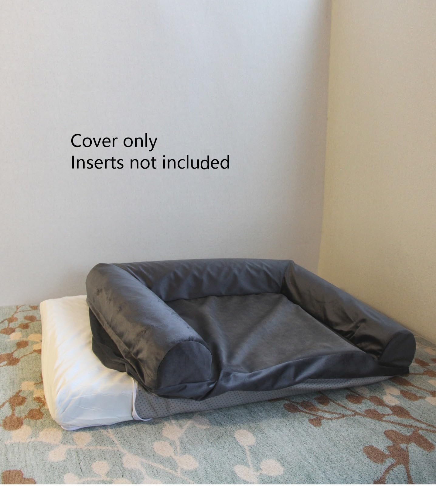 Dog Bed Cover With Bolster Grey Velvet For Diy 30 X 20 Inch Dog Beds