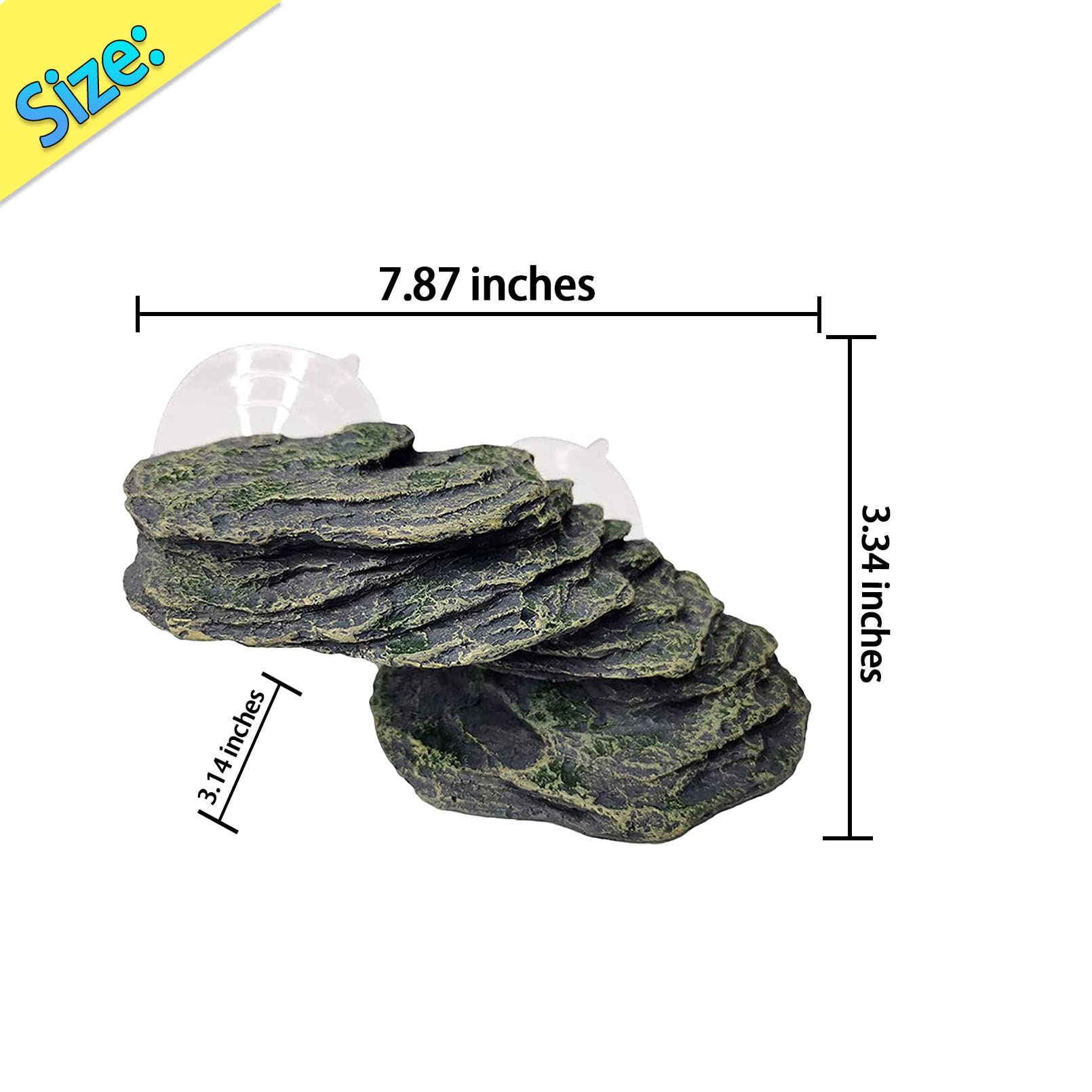 kathson Turtle Basking Platform with Suction Cup Tortoise Climbing Rest Terrace Resin Step Decoration Reptile Habitat Rock Decor