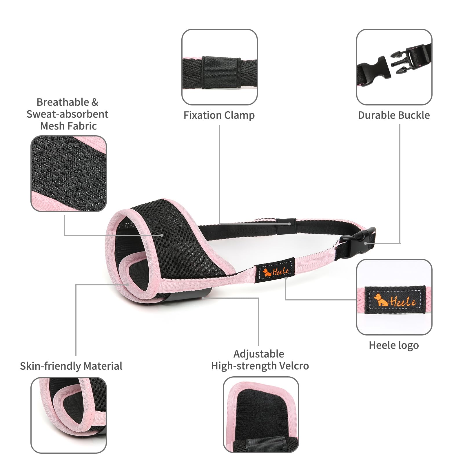 Heele Dog Muzzle,Soft Mesh Dog Muzzle For Small Medium Large Sized Dogs,Breathable Adjustable Puppy Muzzle To Prevent Biting,Chewing,And Licking Pink Xxl