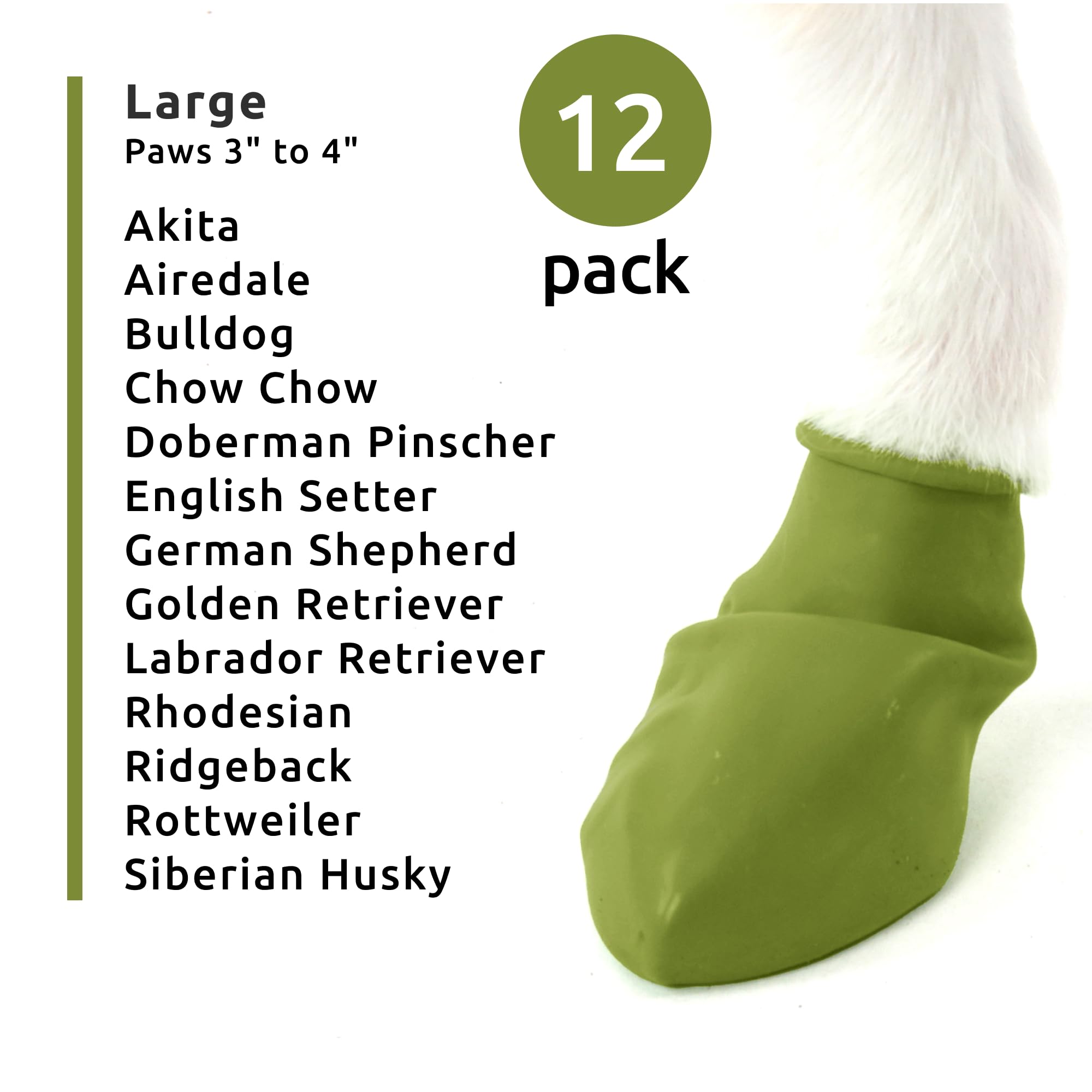 Pawz Rubber Dog Boots For Paws Up To 4'', 12 Pack - All-Weather Dog Booties For Hot Pavement, Snow, Mud, And Rain - Waterproof,