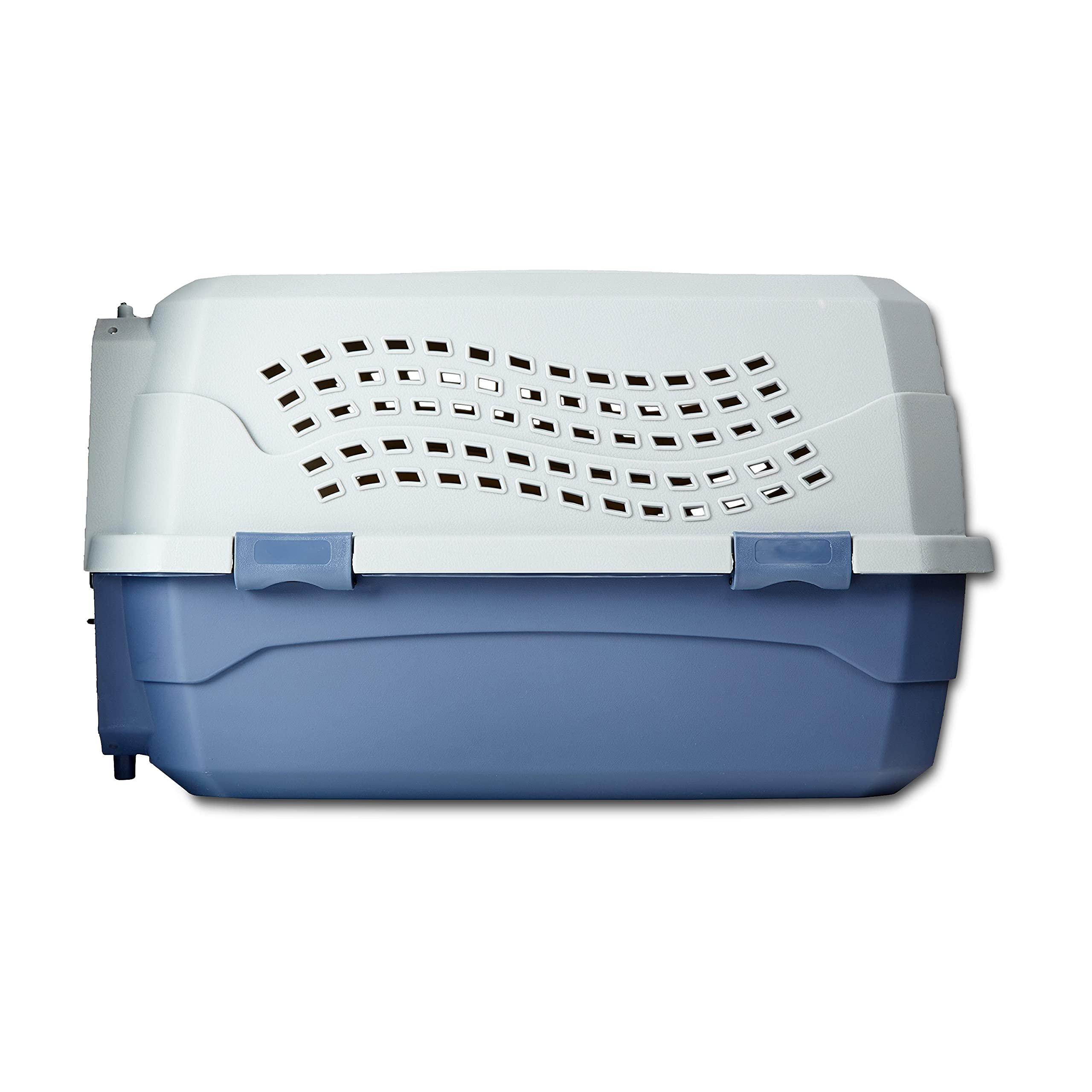 Amazon Basics - 2-Door Top-Load Hard-Sided Dogs, Cats Pet Travel Carrier, Gray & Blue, 22.8'L X 15.0'W X 13.0'H