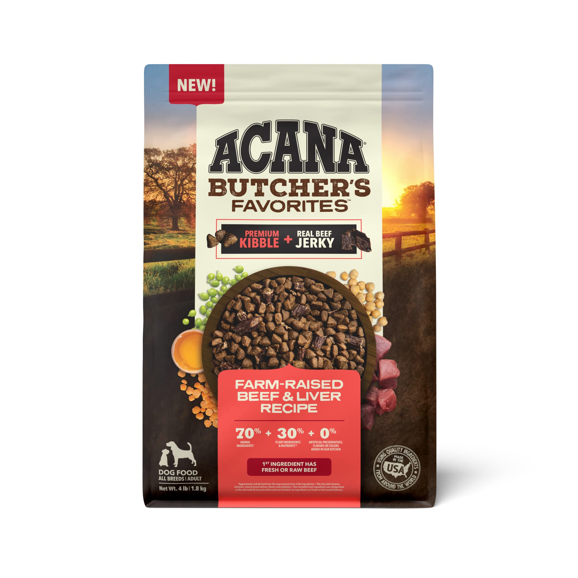 ACANA Butchers Favorites Grain-Free Dry Dog Food Farm-Raised Beef & Liver Recipe 4lb Bag