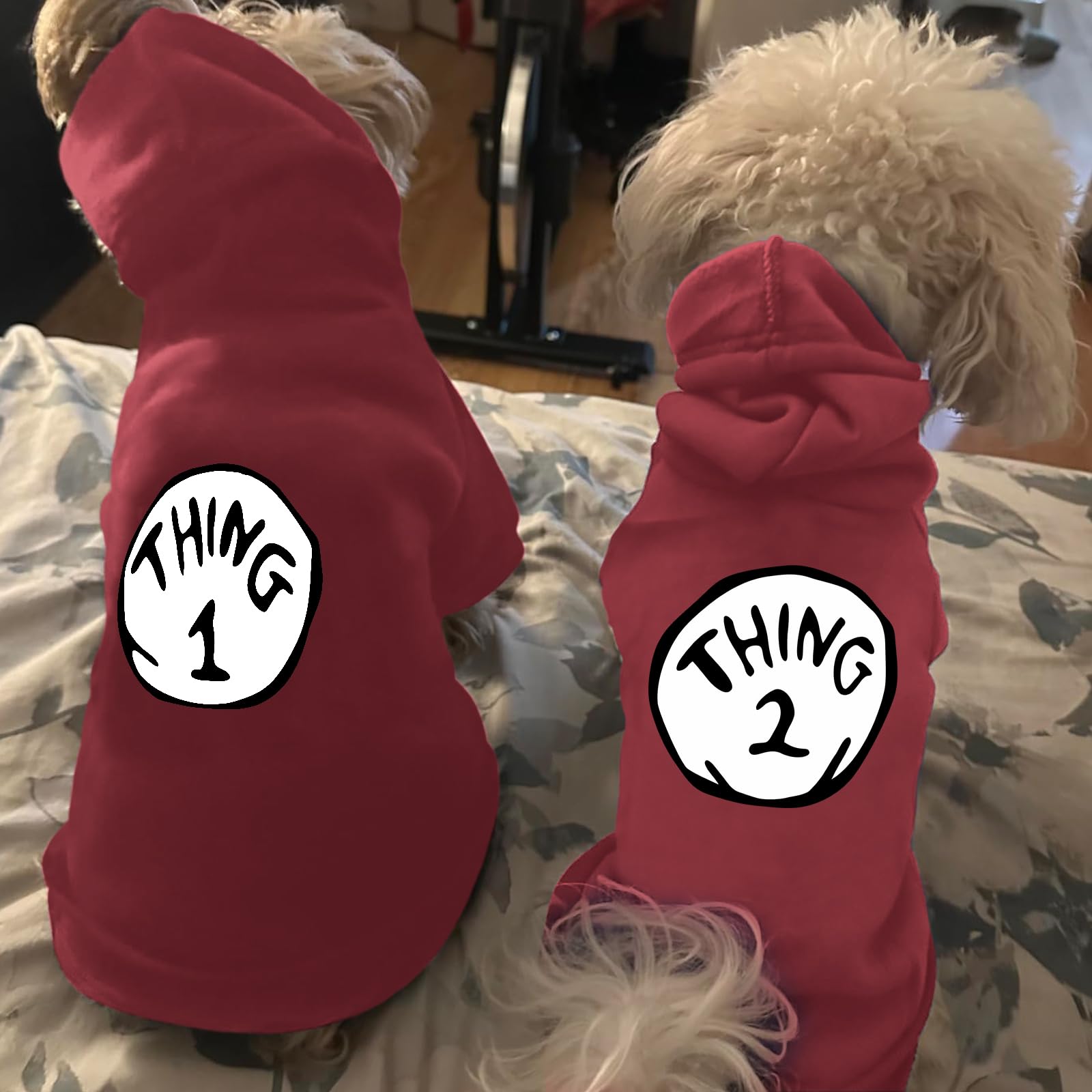 Cayxatiu Dog Hoodie Pet Clothes For Small Dogs Thing 1 Printed Hoodies Medium Puppy Hooded Sweatshirt Pullover Outfit(Wine Red 1