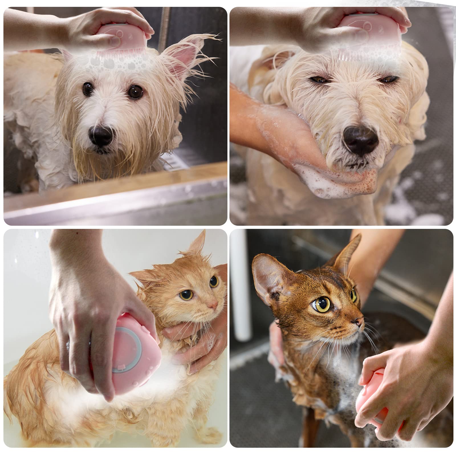 Woleigiao Pet Bath Brush Dog Bath Brush Shampoo Dispenser Soft Silicone Dog Bathing Brush Dog Shampoo Brush Scrubbers For Cats A