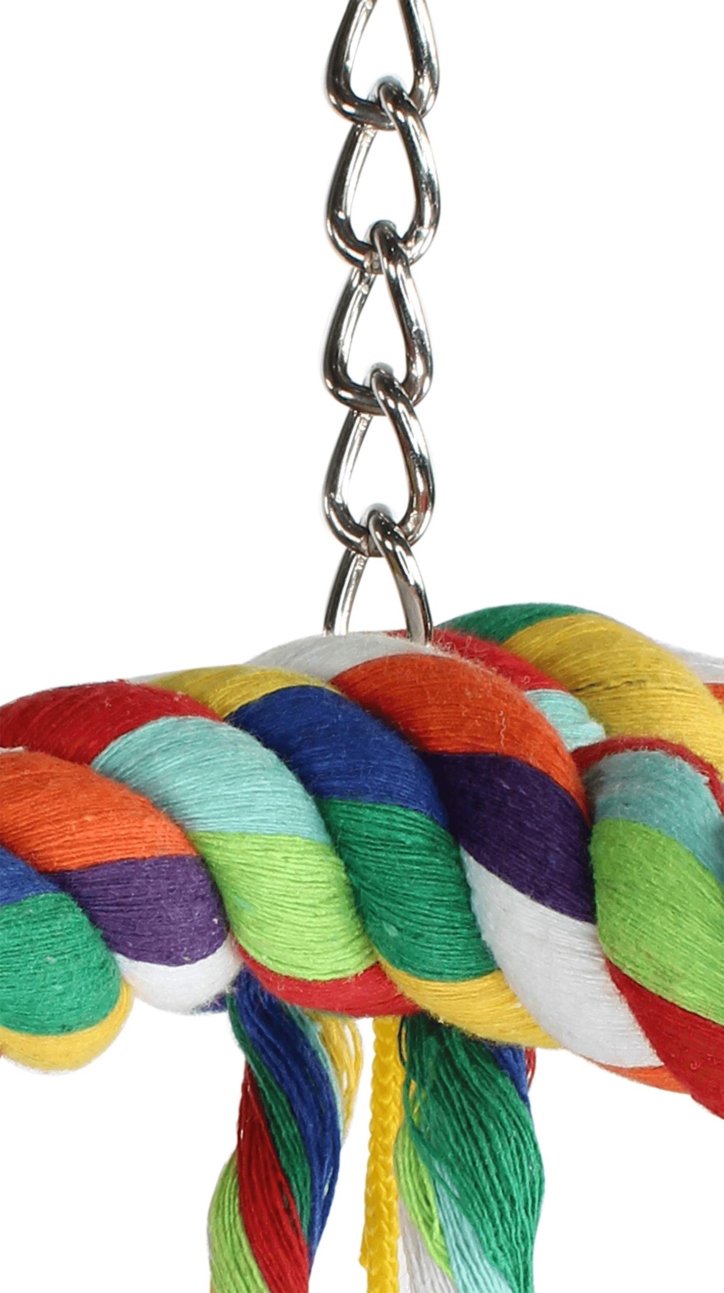 Bonka Bird Toys 1411 Huge Globe Rope Swing, 32' Hanging Bird Perch With Colorful Cotton Rope, Bells, And Plastic Shapes, Large Preening And Climbing Toy, Safe For Macaws, Cockatoos, And Large Parrots