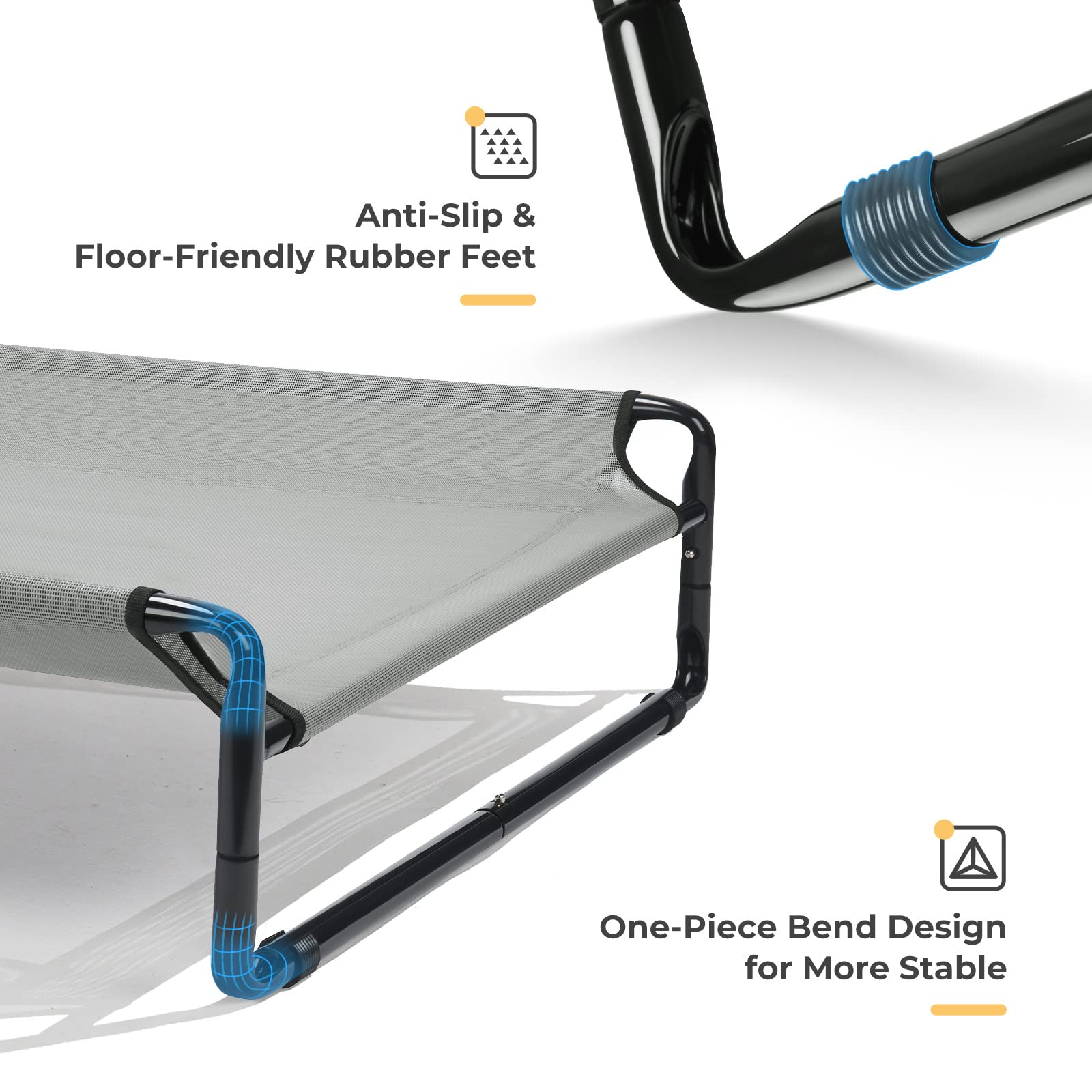 Veehoo Original Cooling Elevated Dog Bed, Outdoor Raised Dog Cots Bed For Large Dogs, Chew Proof Standing Pet Bed With Washable Breathable Mesh, No-Slip Feet For Indoor Outdoor, Xx-Large, Grey