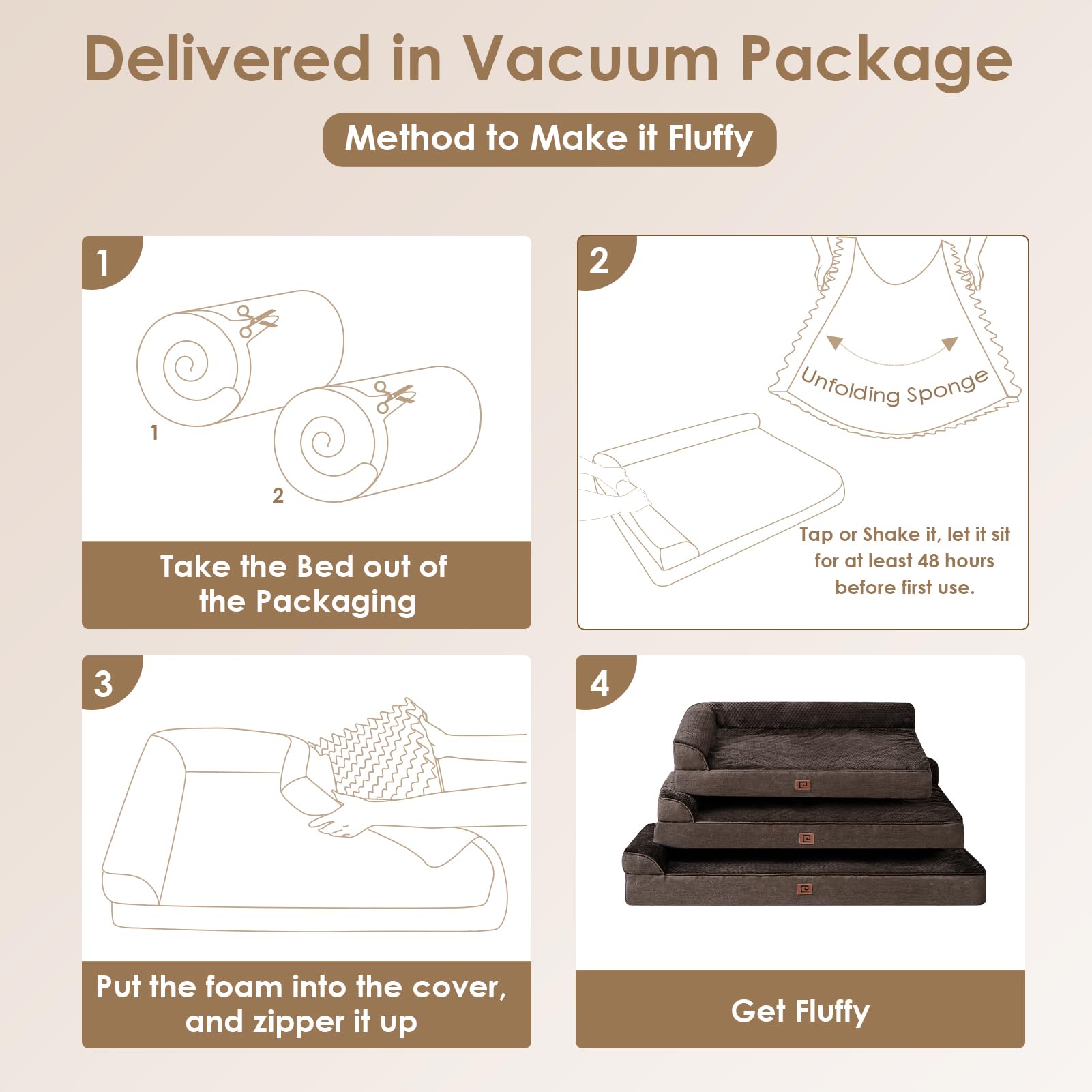 Eheyciga Memory Foam Orthopedic Xxl Dog Bed, Washable Dog Bed With Waterproof Lining Removable Cover, Extra Large Giant Dog Bed Sofa With Nonskid Bottom Pet Couch Bed, 48X36 Inches, Brown