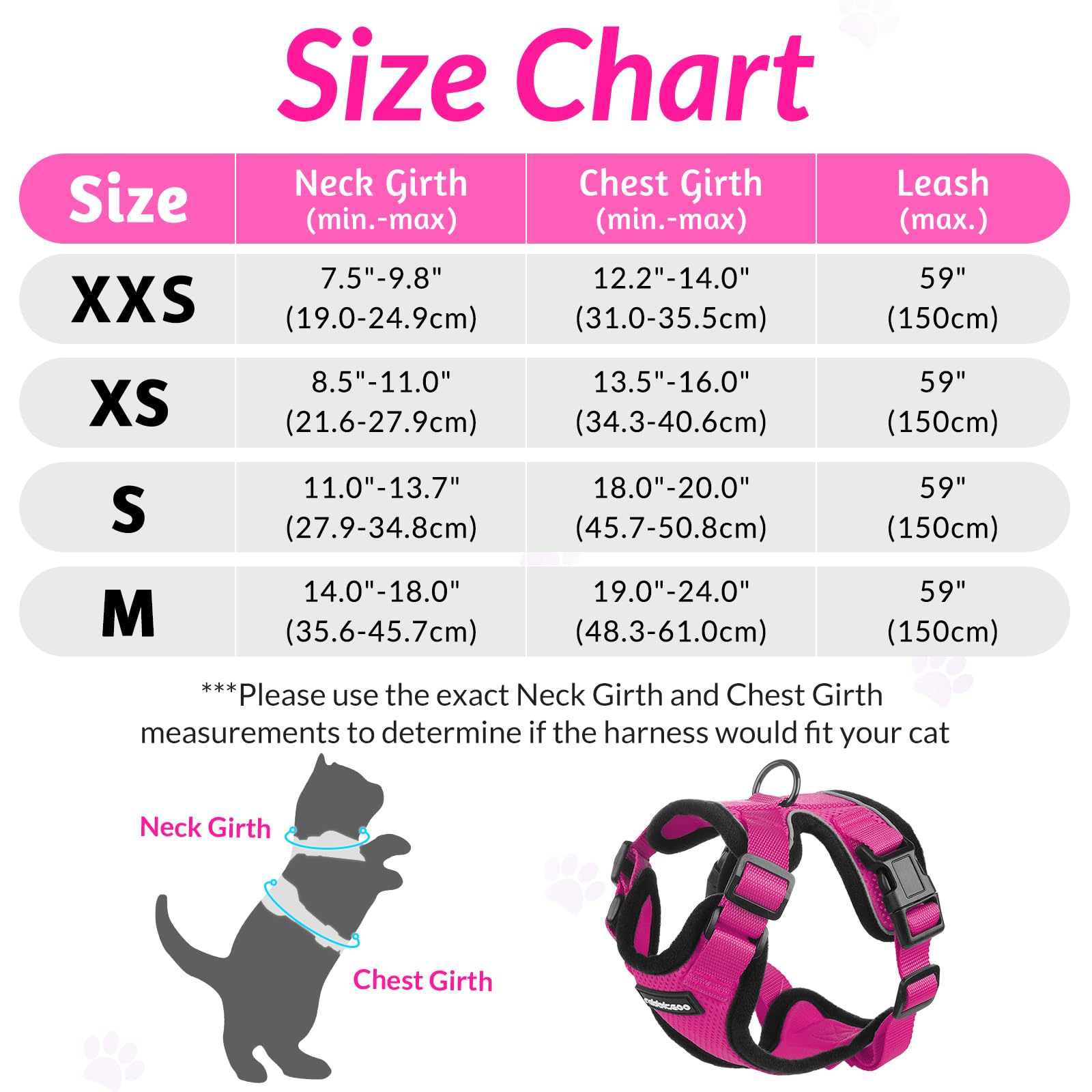 Rabbitgoo Cat Harness And Leash For Walking, Escape Proof Soft Adjustable Vest Harnesses For Cats, Easy Control Breathable Reflective Strips Jacket, Rose Red, Xxs