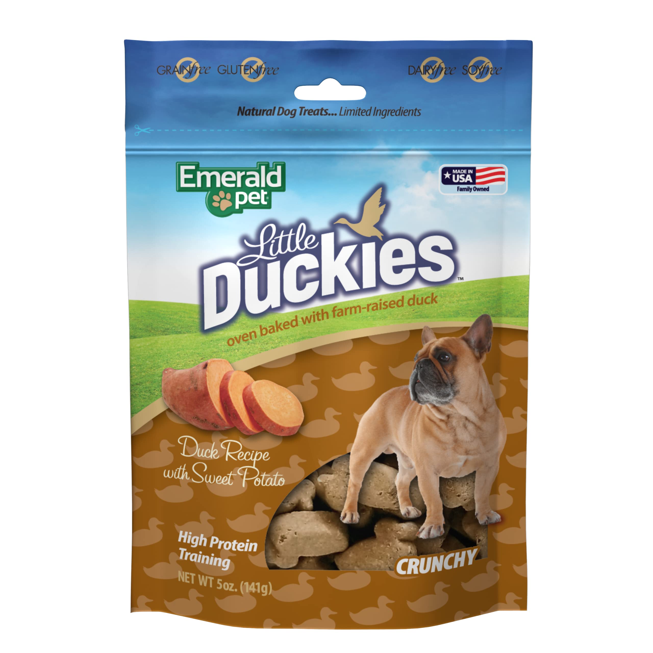 Emerald Pet Little Duckies Crunchy Natural Roasted Duck Dog Treats, Made in USA, Brown, 5-Ounce (00426-LS)