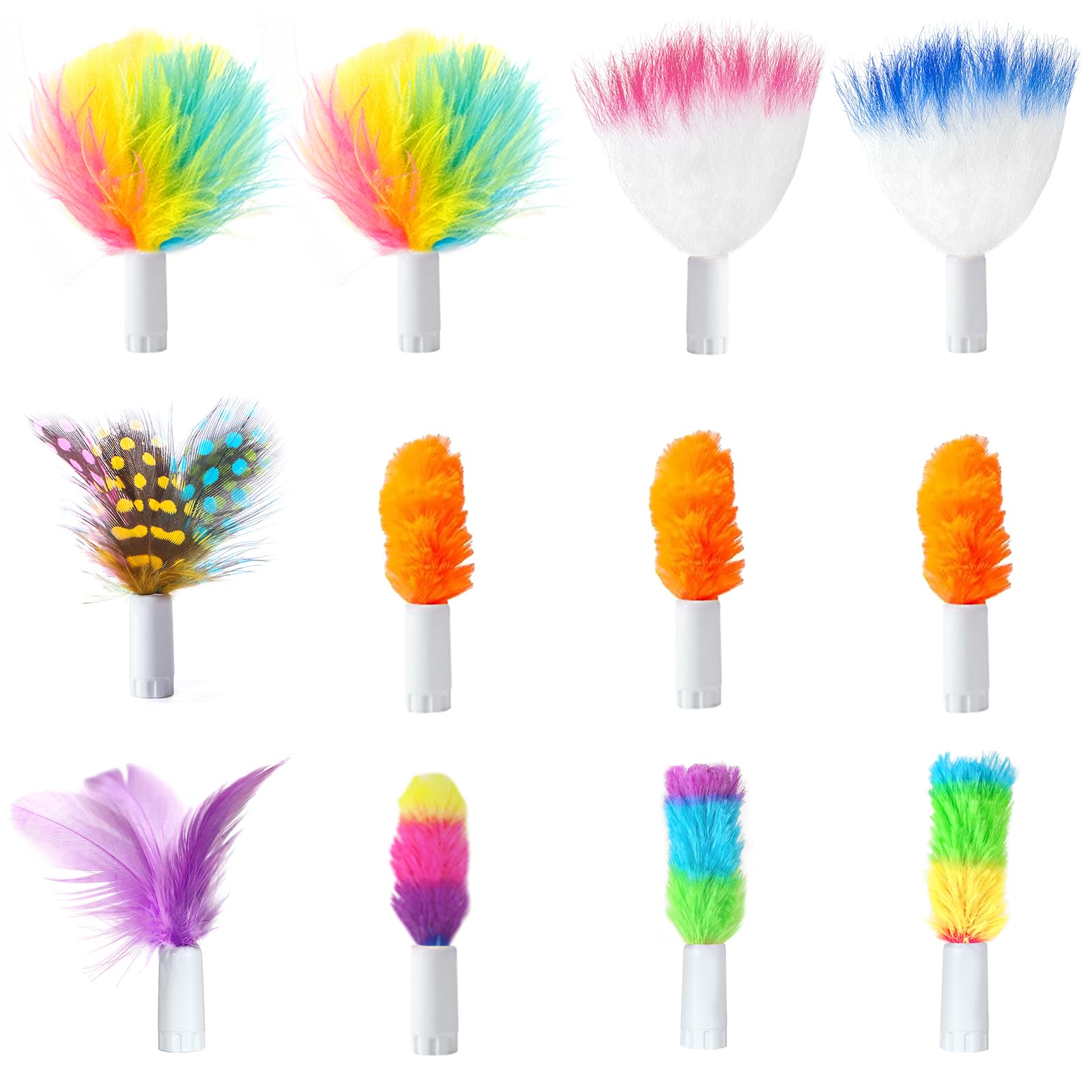 Orsda 12Pcs Interchangeable Attachments Cat Feather Toys Replaceable Feathers And Fluffy Toy Accessories