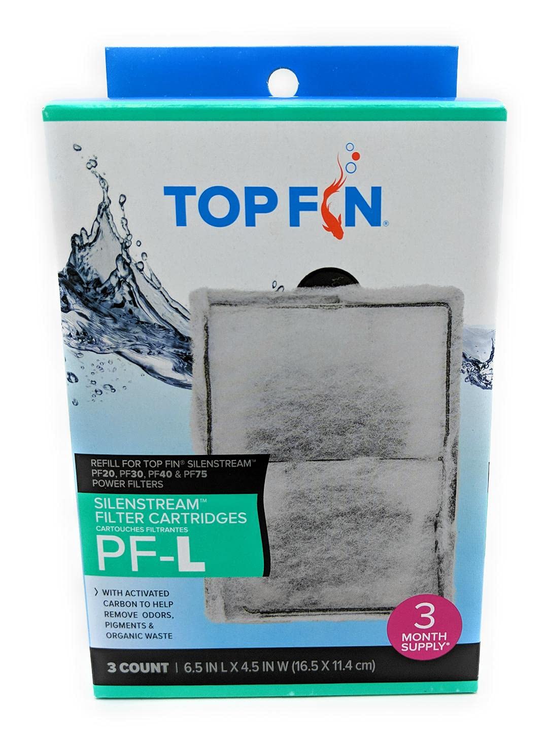 Top Fin Silenstream Pf-L Refill For Pf20, Pf30, Pf40 And Pf75 Power Filters 6.5In X 4.5- (3 Count)