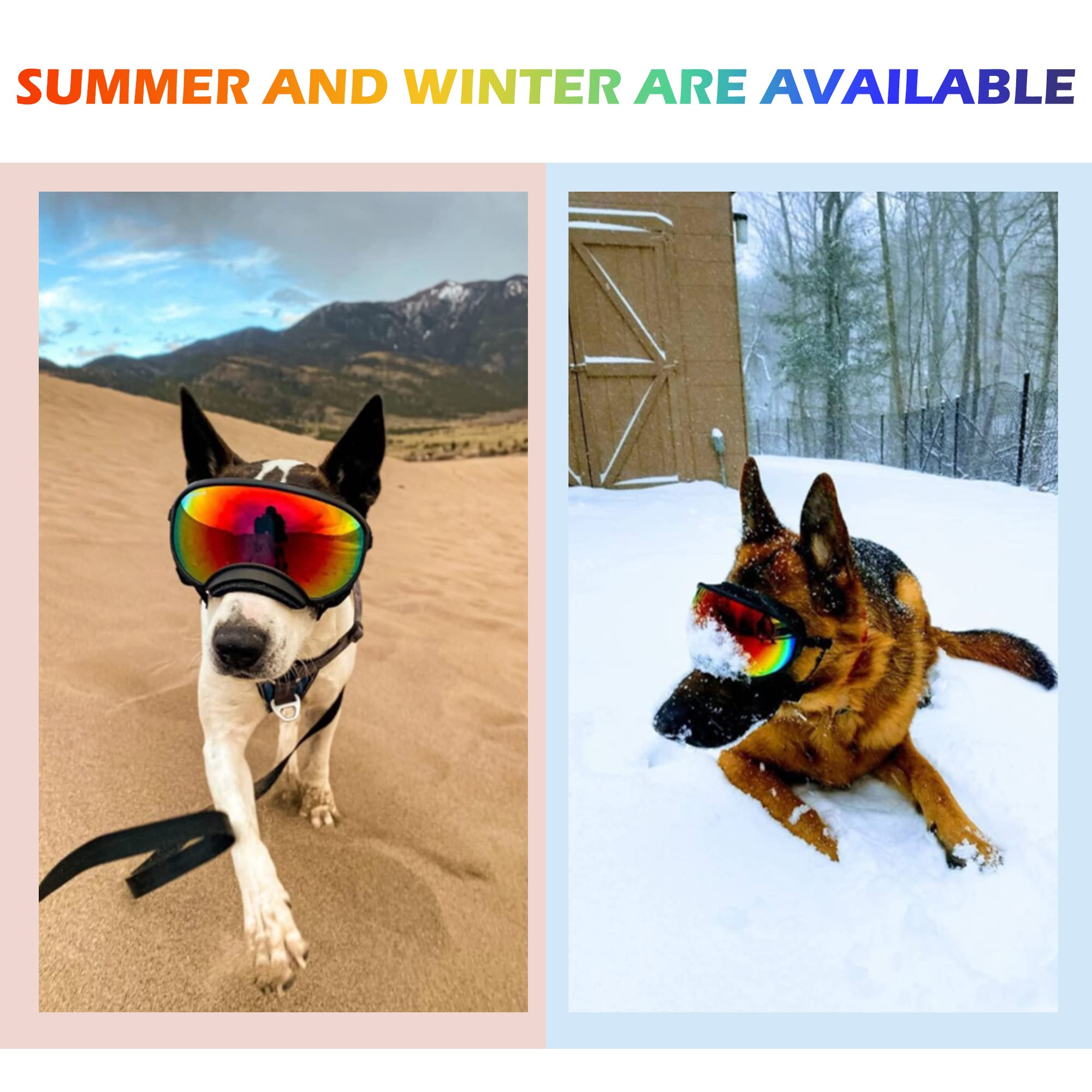 Large Dog Sunglasses With Adjustable Strap Uv Protection, Winproof, Suitable For Medium-Large Dogs