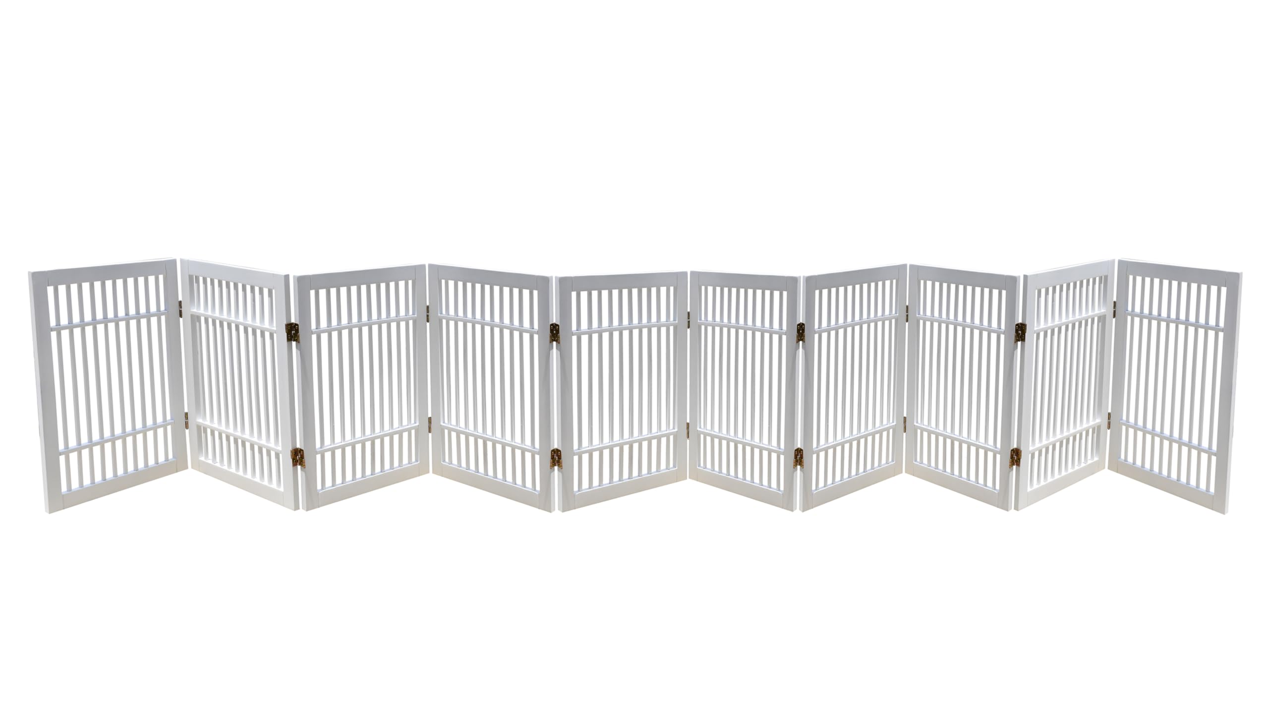 Pet Dog Gate Strong and Durable Freestanding Folding Acacia Hardwood Portable Wooden Fence Indoors or Outdoors by Urnporium (Whi