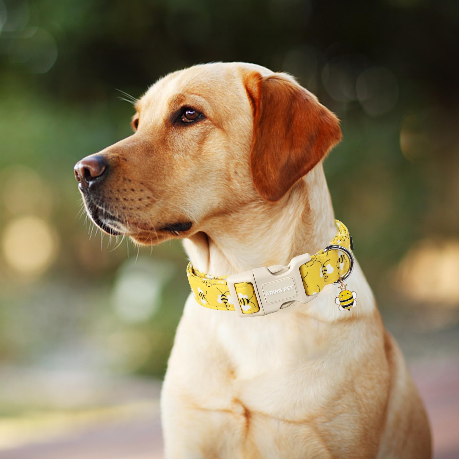 Aring Pet Bees Dog Collar-Cute Dog Collar For Small Dogs, Adjustable Yellow Bees Print Pet Collars Puppy Collar For Small Medium