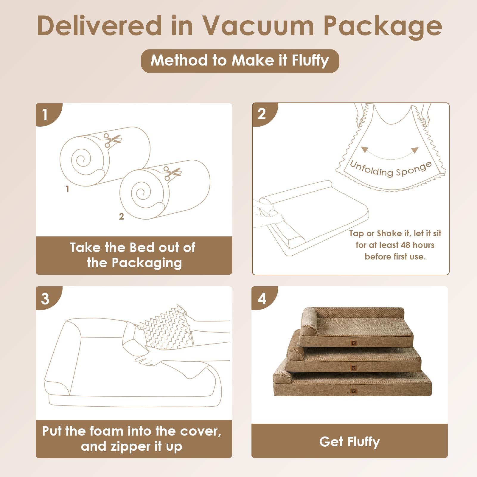 Eheyciga Memory Foam Orthopedic Xl Dog Bed, Washable Dog Bed With Waterproof Lining Removable Cover, Extra Large Dog Bed Sofa With Nonskid Bottom Xlarge Pet Couch Bed, 44X32 Inches, Camel