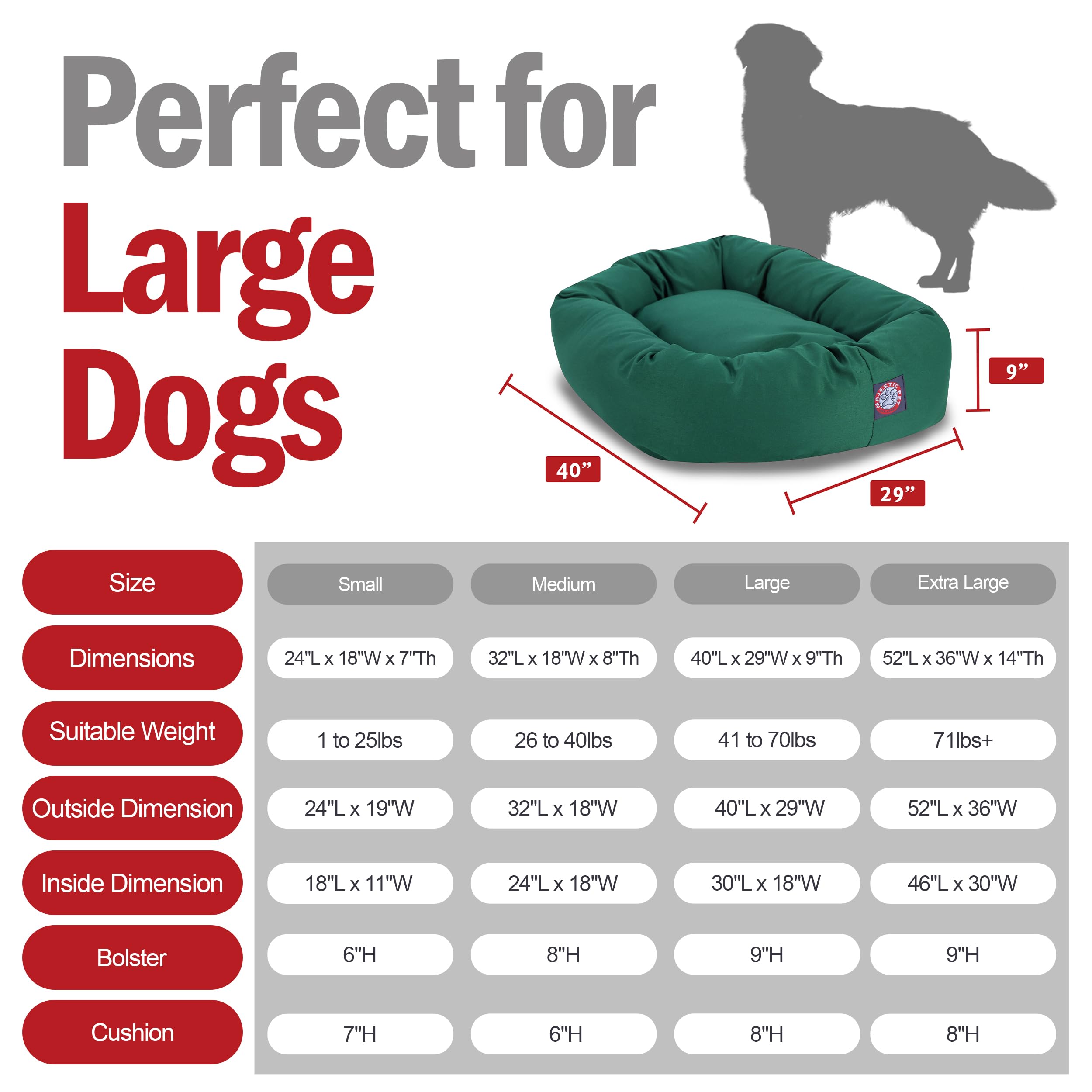 40 inch Green Bagel Dog Bed By Majestic Pet Products