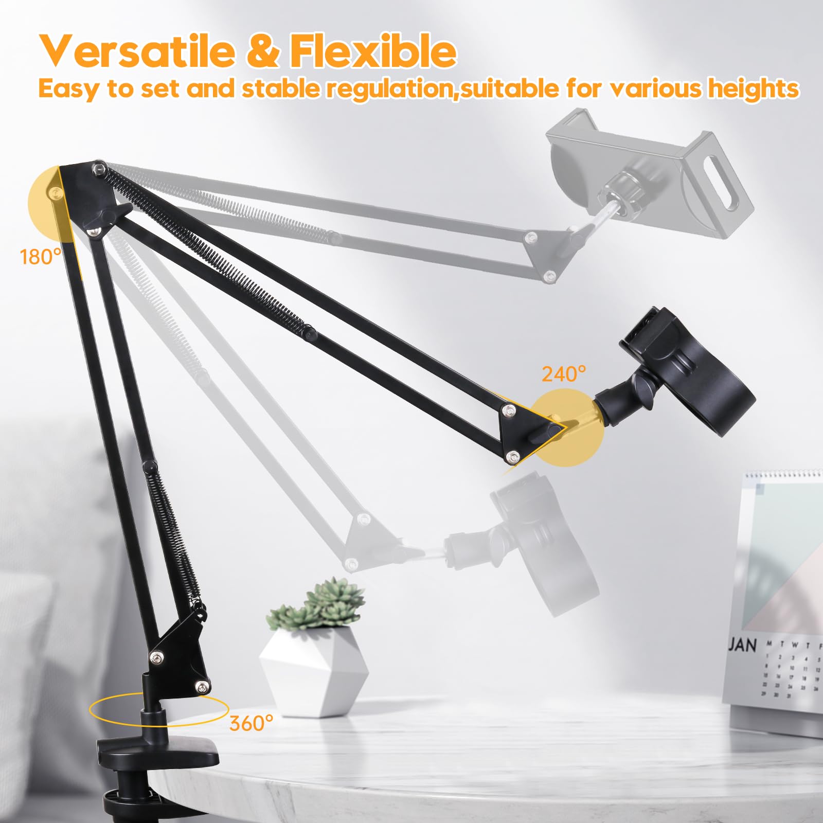 Black Dog Hair Dryer Holder - 360 Rotating Hands-Free Stand With Adjustable Clamp For Blow Dryers,3-In-1 Holder For Pet Hair Dry