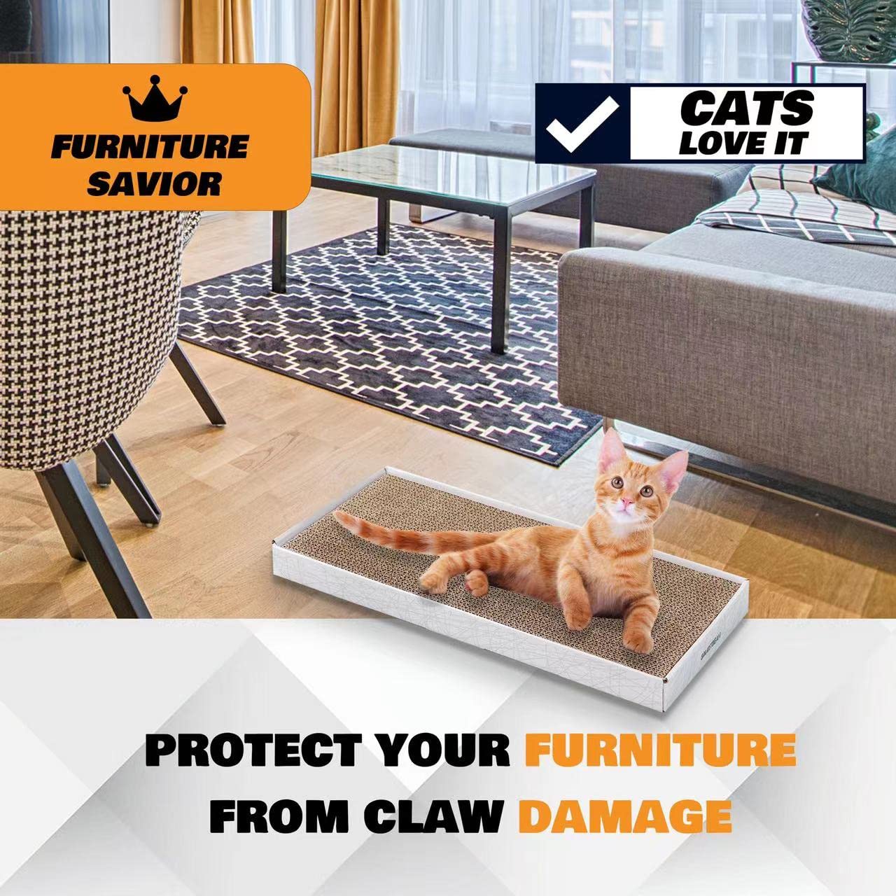 Cardboard Scratcher Pad Scratching Post:Smartbean 3Pcs Cat Cardboard,Cat Scratch Pad,Cat Post,Double-Sided Design For Double Lif