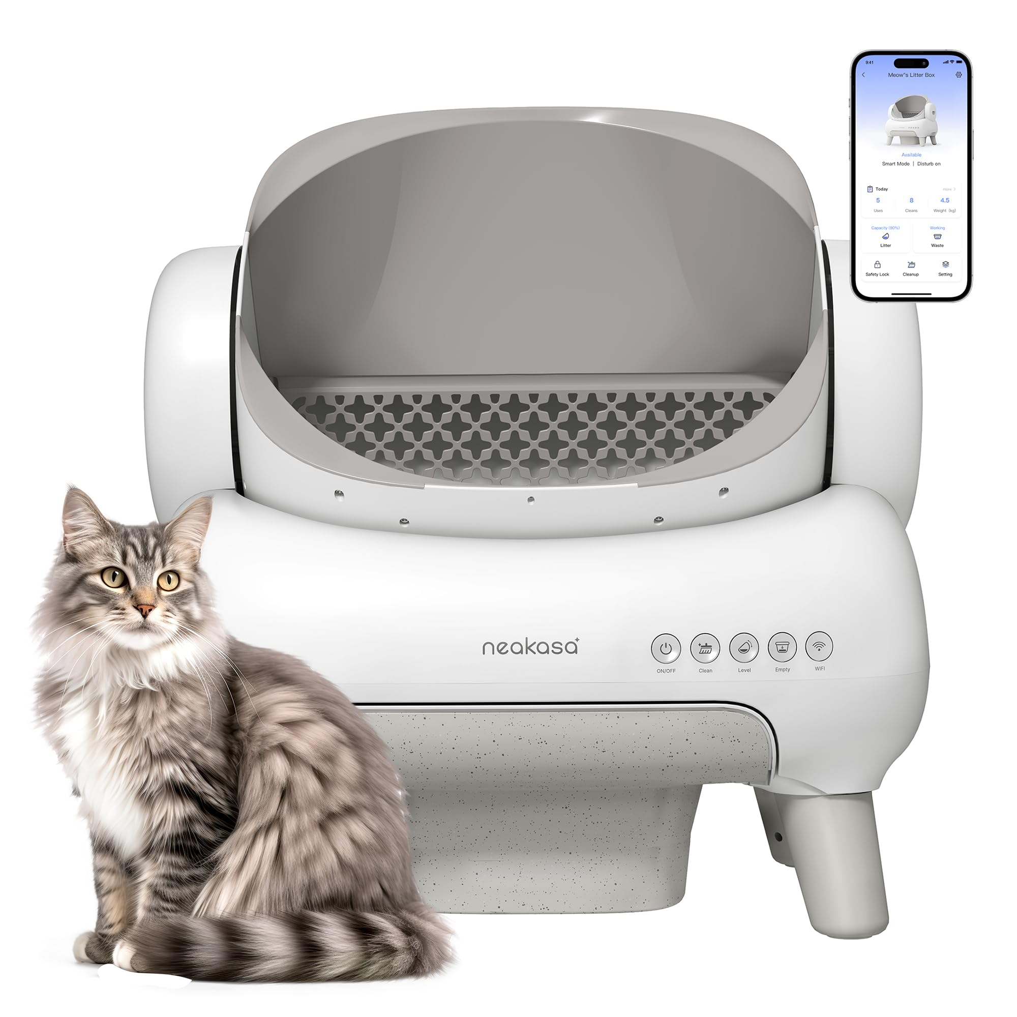 Neakasa M1 Lite Open-Top Self Cleaning Cat Litter Box, Automatic Cat Litter Box With App Control, Safety Protection, 1 Roll Wast