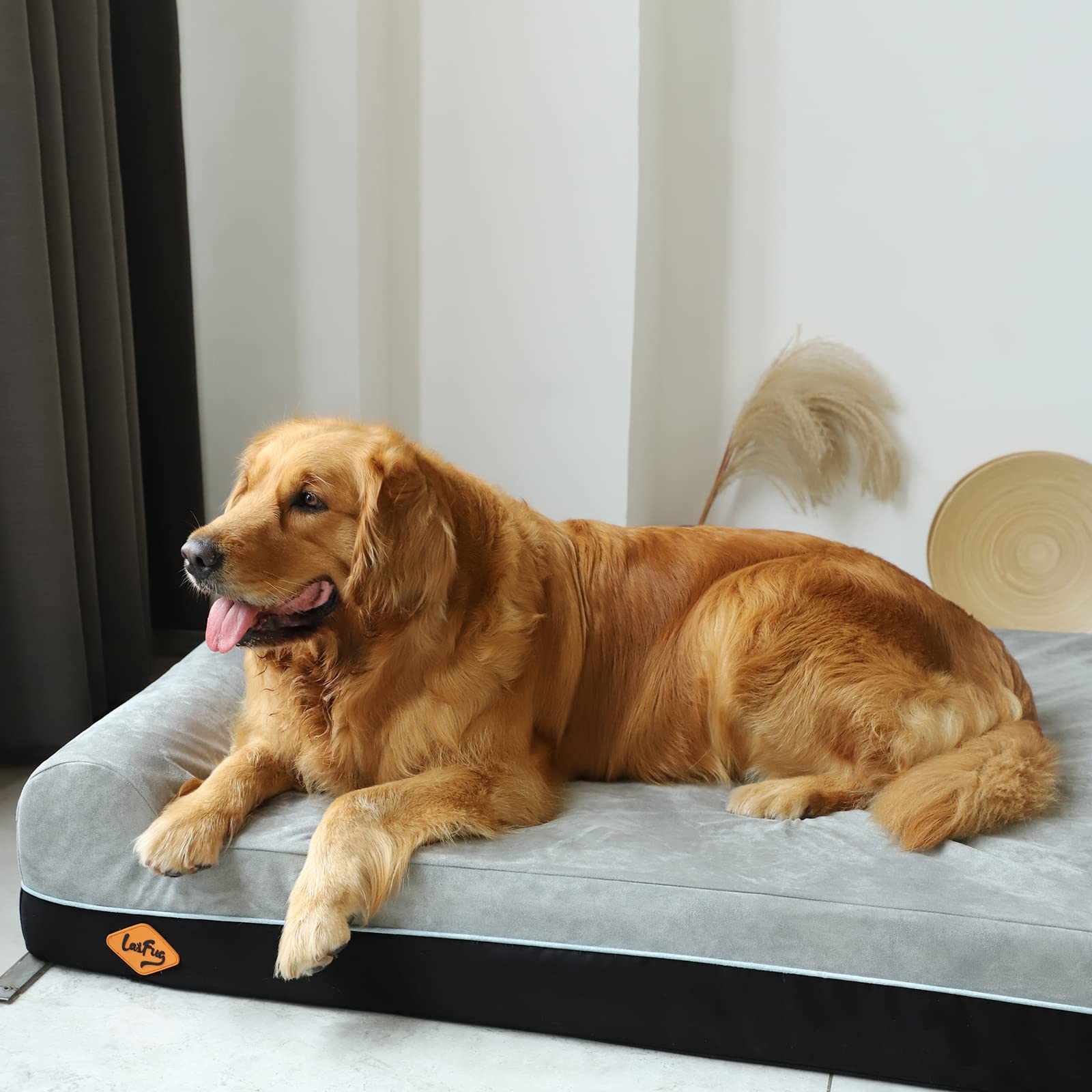 Laifug Orthopedic Memory Foam Extra Large Dog Bed Pillow(50'X36'X10', Slate Grey) Durable Water Proof Liner & Removable Washable Cover & Smart Design