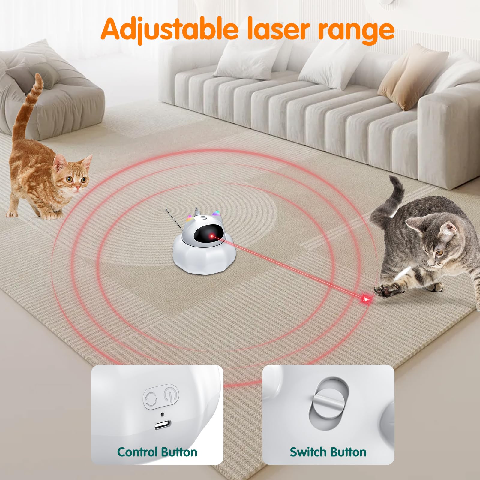 Viwik Cat Laser Toy Automatic, 4 In 1 Interactive Cat Toys For Indoor Cats, Hide And Seek Kitten Wand Toy, Usb Rechargeable Elec