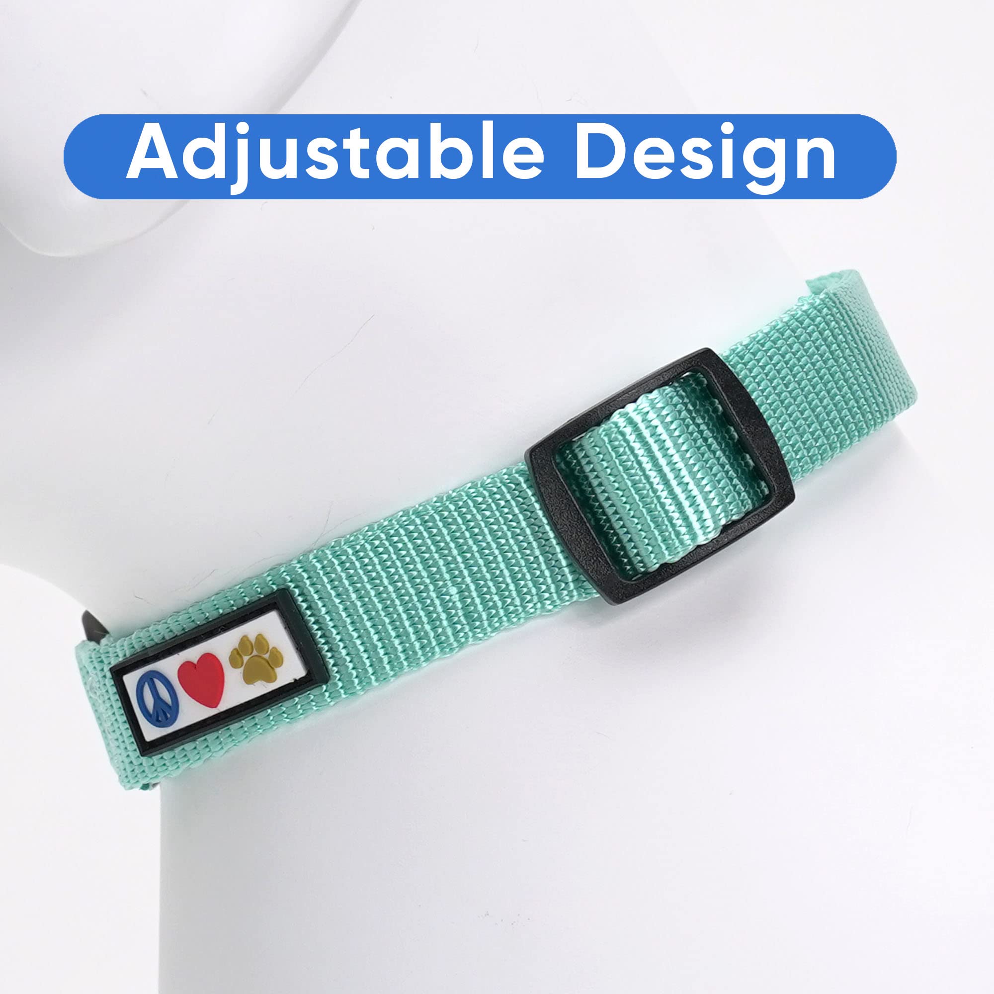 Pawtitas Adjustable Dog Collar - Heavy Duty, Waterproof, Quick-Release Buckle - Teal, Small Breeds