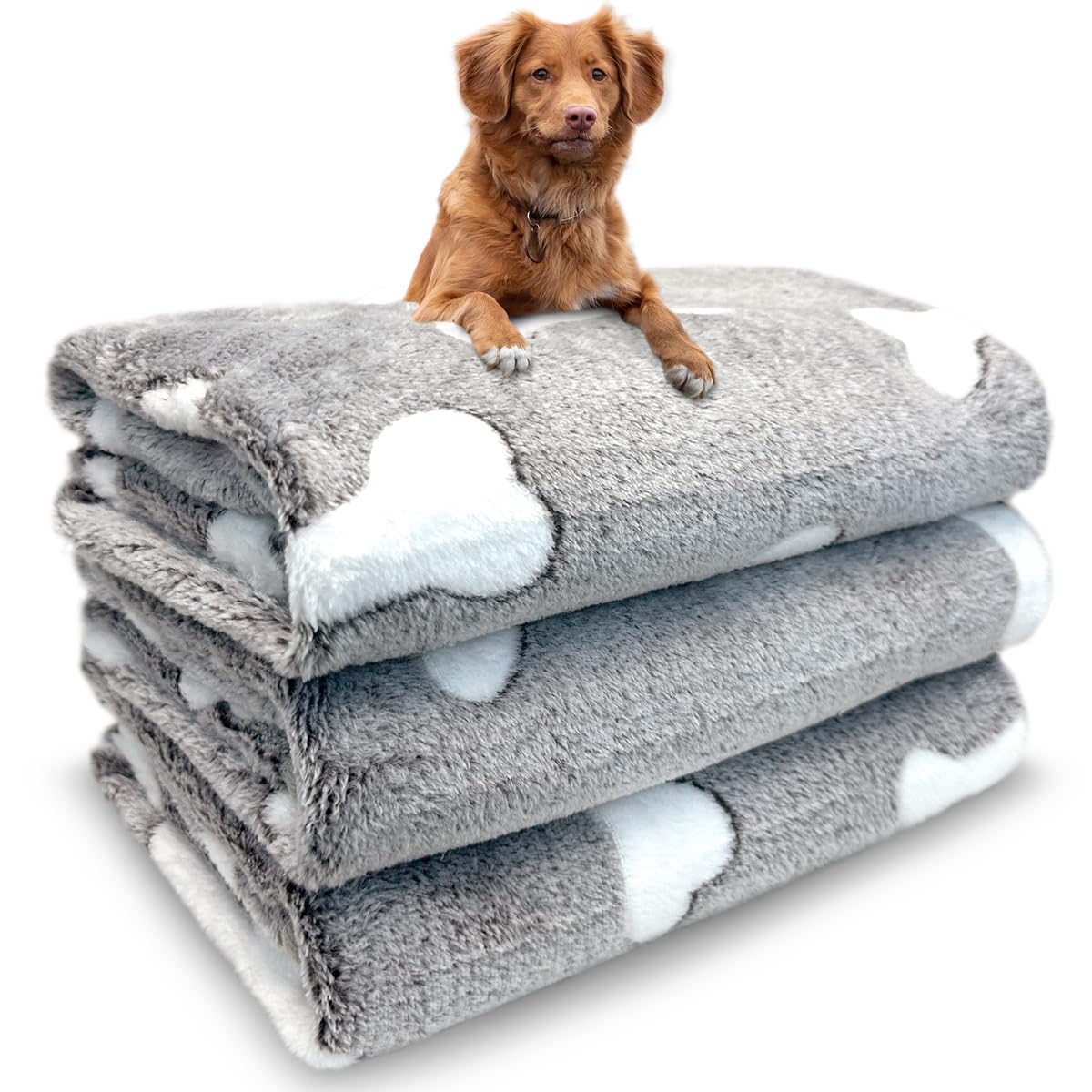 Dog Blankets For Medium Large Dogs Washable, 3 Pack Pet Blanket Washable 41' X 31', Fuzzy Soft Puppy Blanket Throw Cover For K