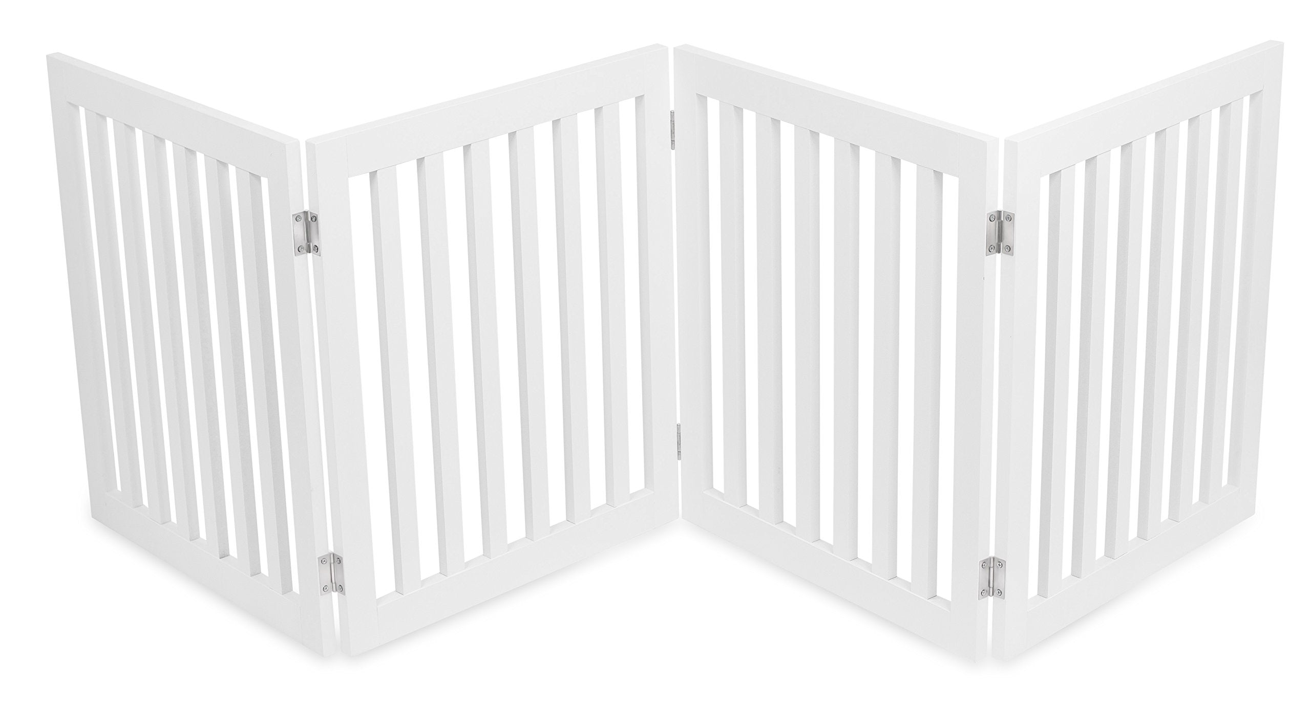 Internet'S Best Dog Gate Indoor Freestanding Pet Barrier, Folding Wood Dog Fence, Extra Wide Doorway Puppy Gate, Indoor Animal Privacy Panel, Wooden Cat Fence - 4 Panel - 24', White