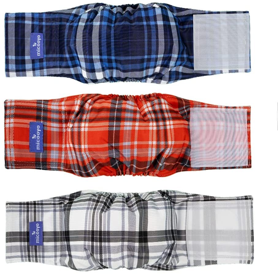 Micooyo Washable Belly Bands For Male Dogs | Reusable Doggie Diapers | Absorbent Doggy Wraps With Adjustable Fastener - Medium (