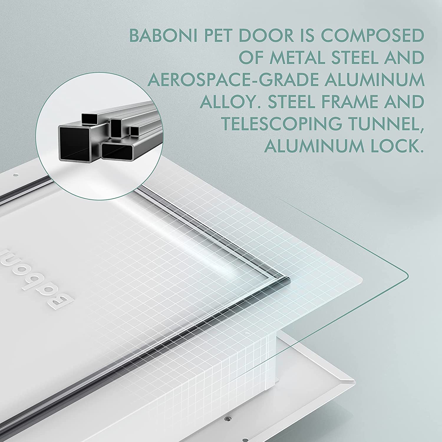 Baboni Pet Door For Wall, Steel Frame And Telescoping Tunnel, Aluminum Lock, Double Flap Dog Door And Cat Door, Strong And Durab