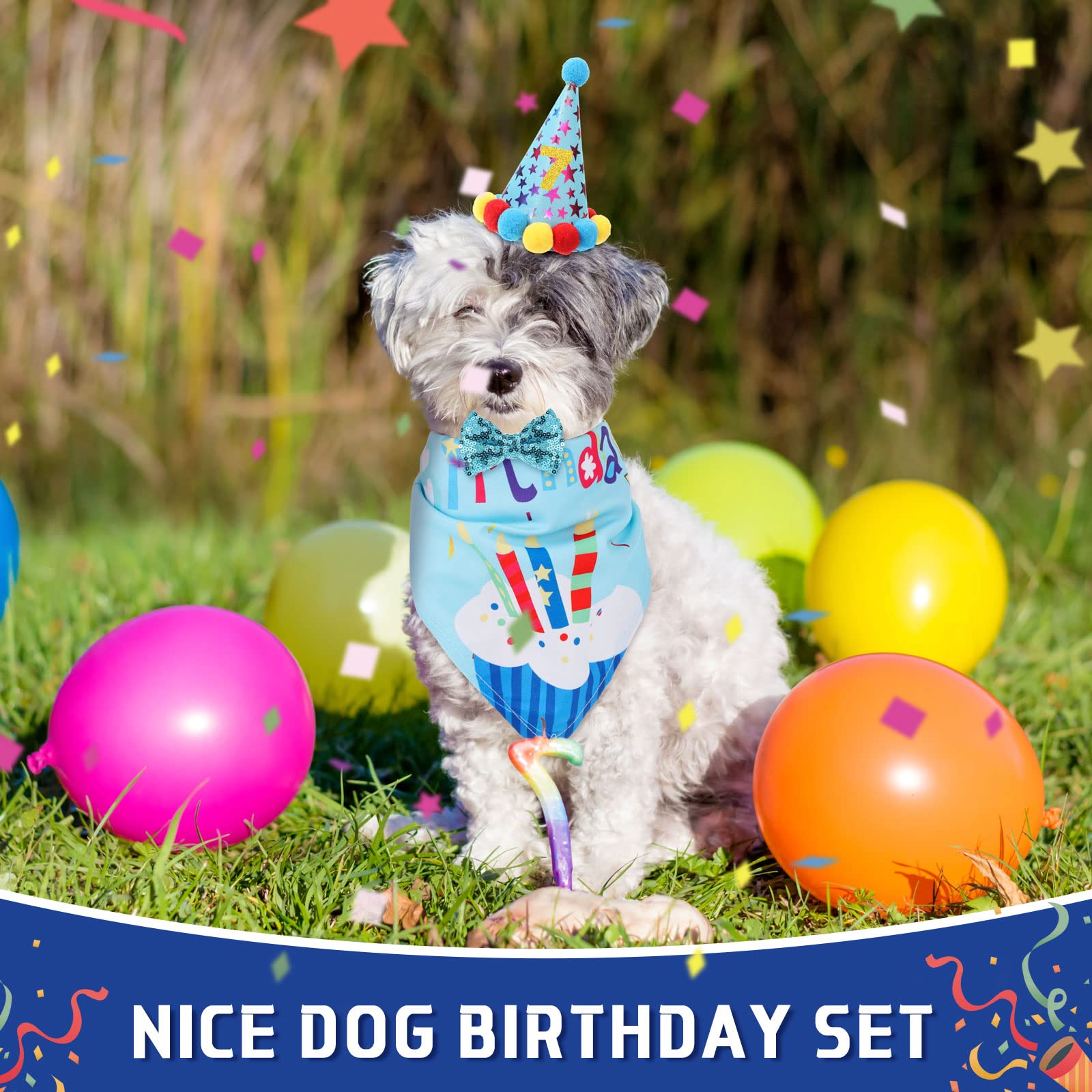 Dog Birthday Party Supplies Birthday Boy Girl Cake Bandana Triangle Scarf Clothes Shirt Cute Dog Hat Dog Bow Tie Collar With 0-8 Numbers For Dog Puppy 1St Birthday Party Outfit(Cute Style)