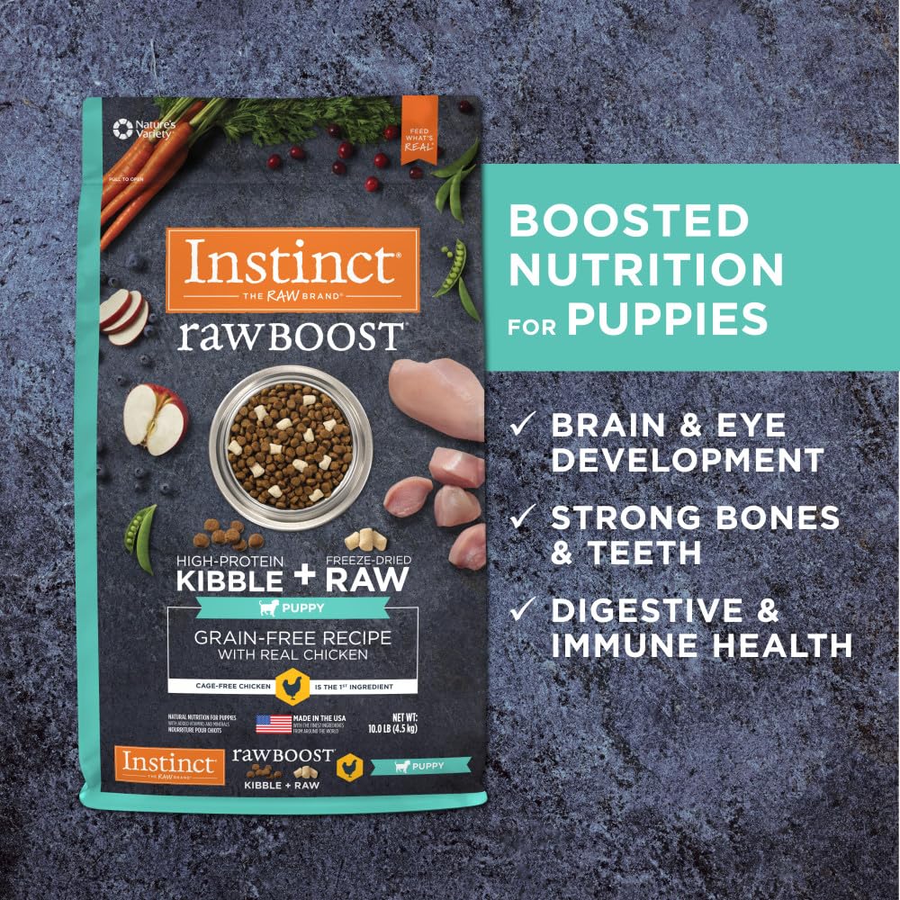 Instinct Raw Boost Puppy, Natural Dry Dog Food with Freeze Dried Pieces, Grain Free Recipe - Real Chicken, 10 lb. Bag