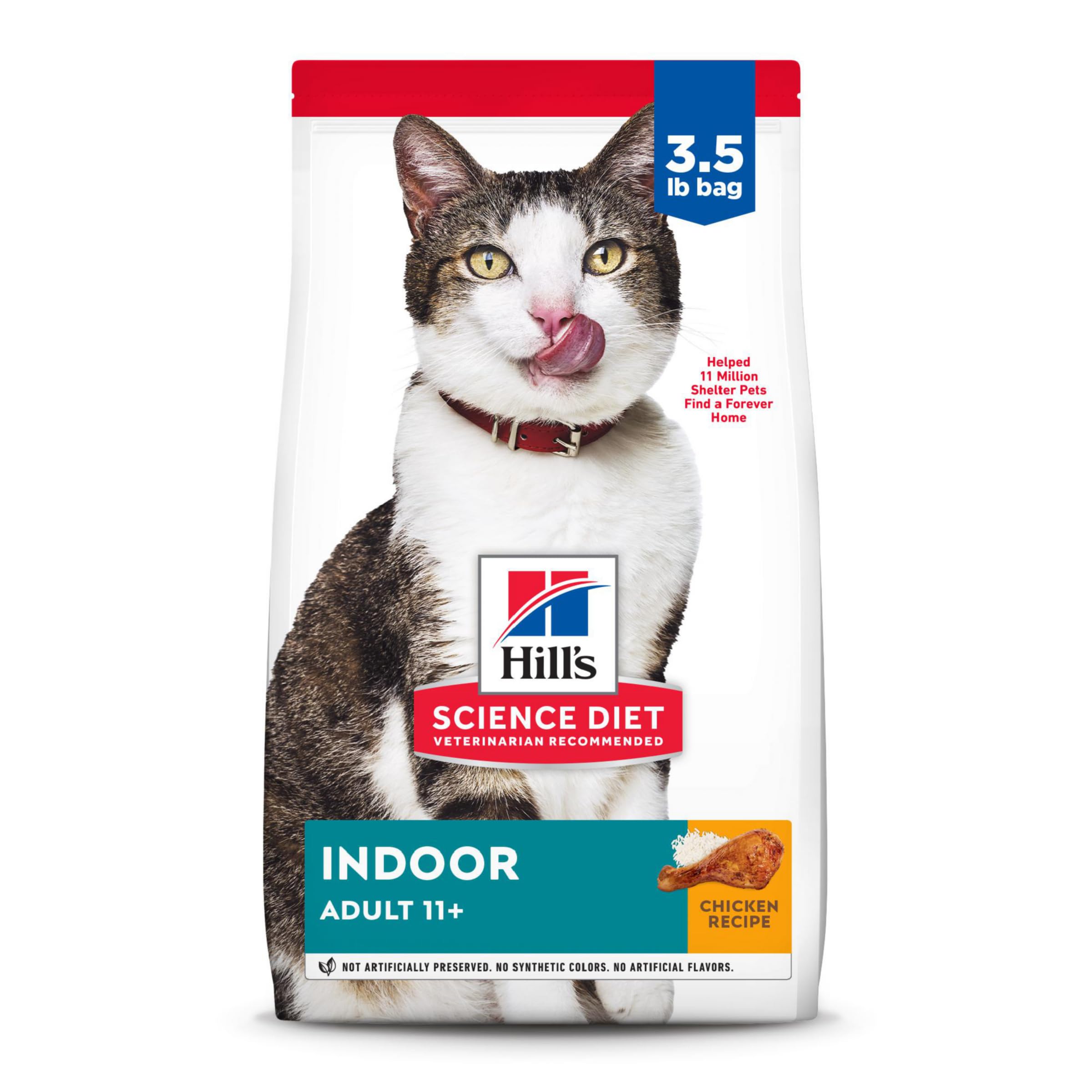 Hills Science Diet Indoor, Senior Adult 11+, Easy Litter Box Cleanup, Dry Cat Food, Chicken Recipe, 3.5 lb Bag