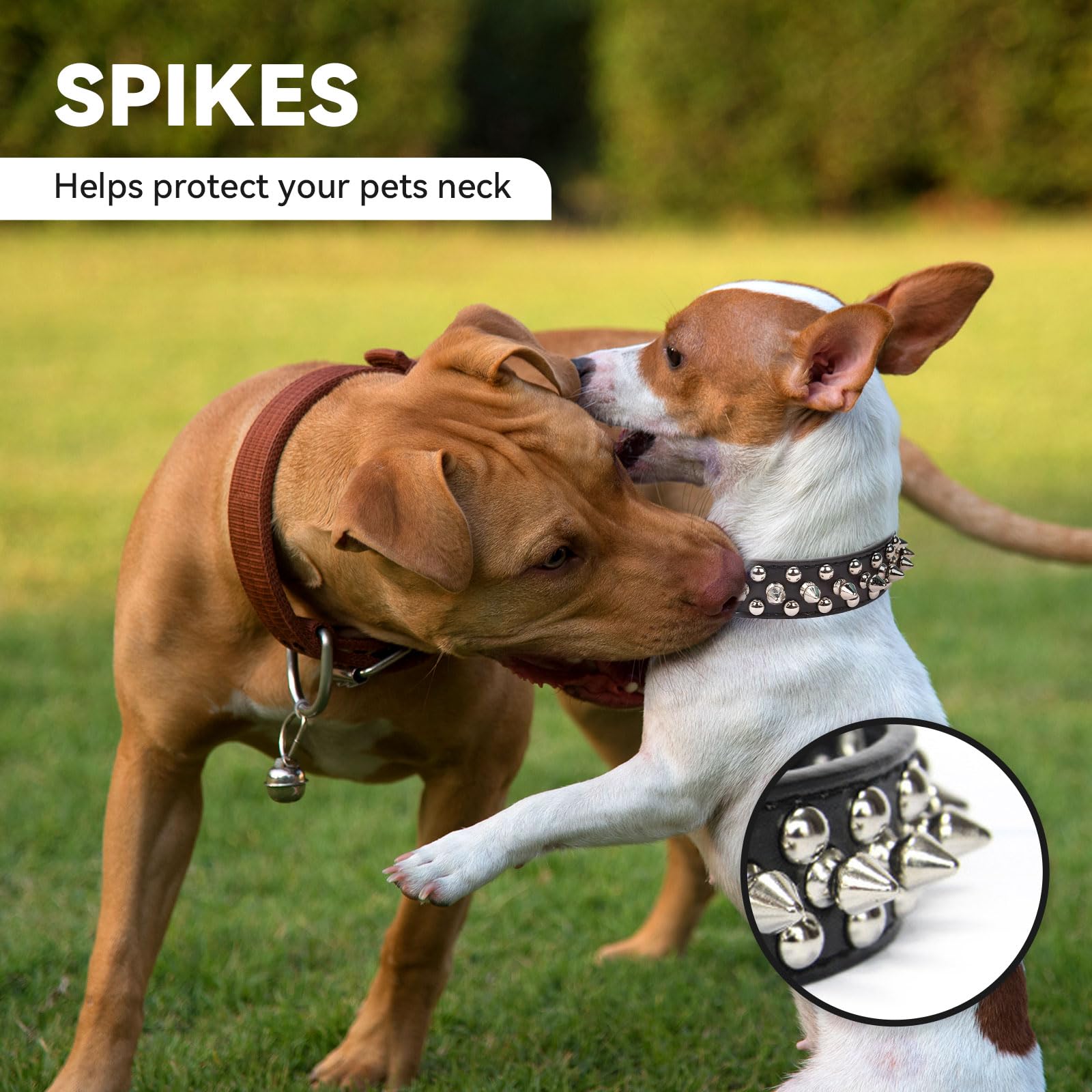 Doggyzstyle Spiked Dog Cat Collar Male Black Soft Leather Spike Puppy Collars Adjustable Mushroom Anti Bite Studded Small Dog Collars For Chihuahua Yorkshire Shihztu Poodle Pit Bull (Black,Xs)