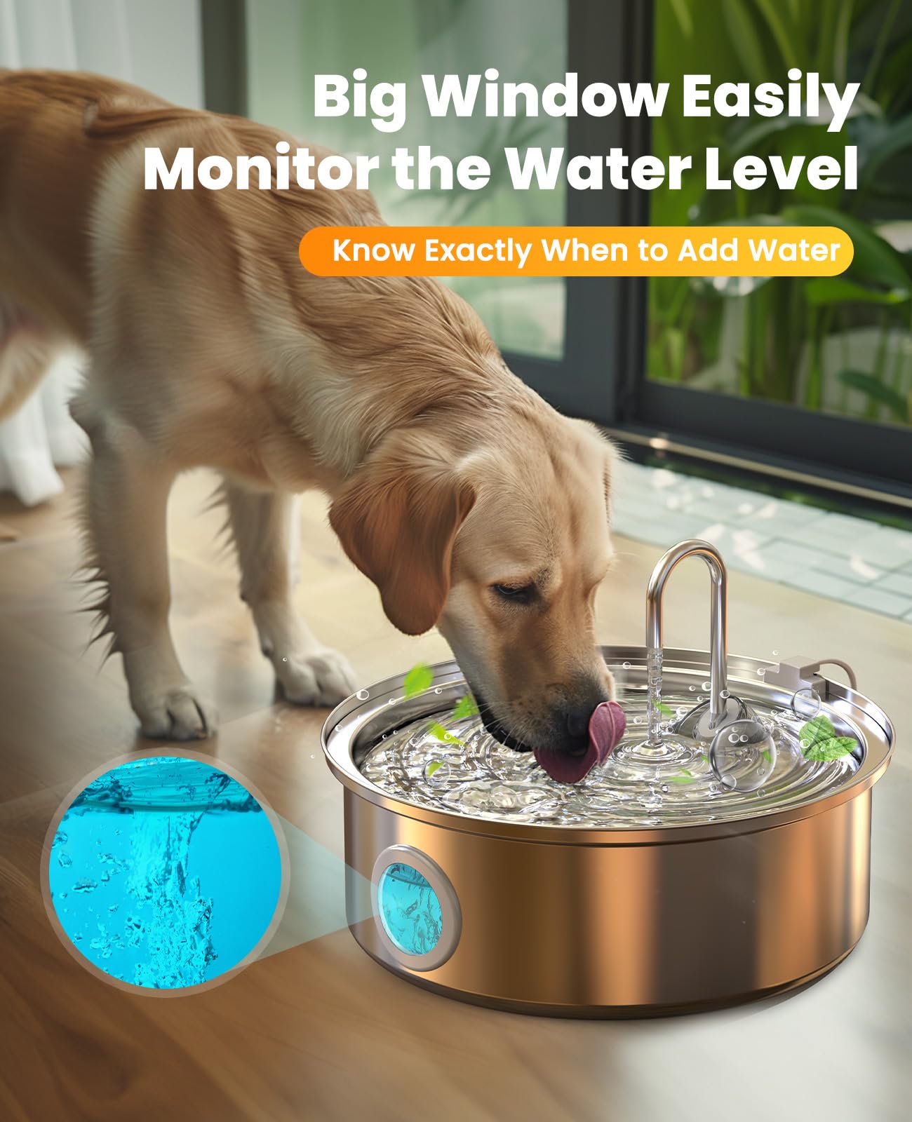 oneisall Dog Water Fountain for Large Dogs,7L/230oz/1.8G Stainless Steel Dog Fountain Super Quiet with Triple Filtration,Great f