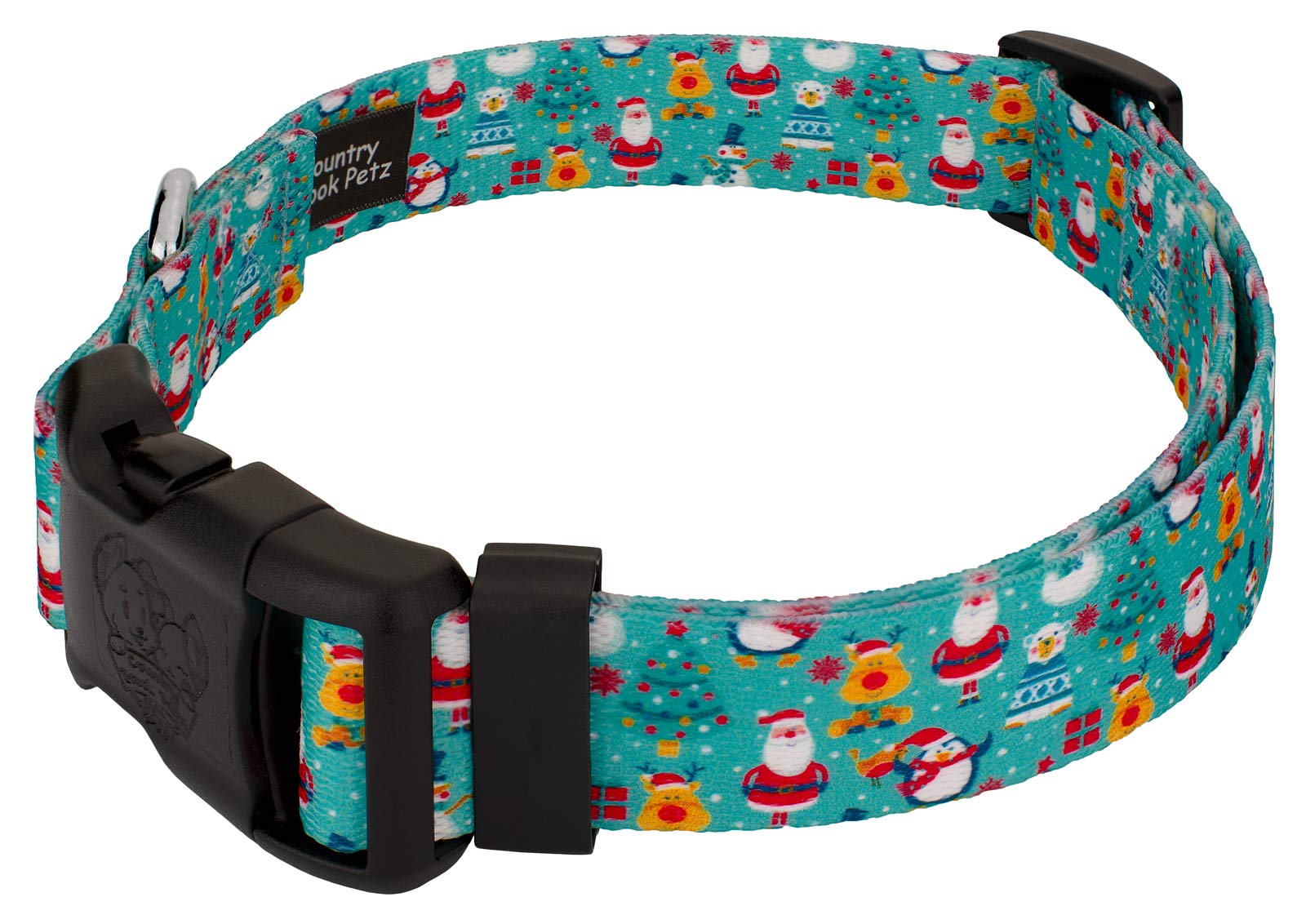 Country Brook Design - Santa & Friends Christmas Dog Collar With 23 Festive Patterns - Deluxe Collection (1 Inch, Large)
