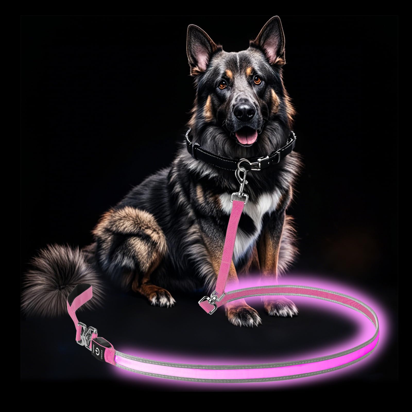 Petisay Led Dog Leash - Rechargeable, Waterproof & Reflective, 6Ft Tangle-Free For Night Walking(Pink)