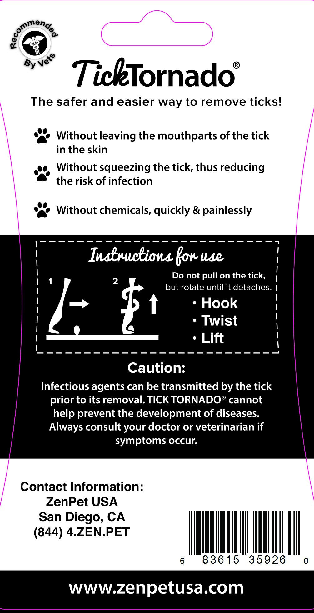 Zenpet Tick Tornado - Tick Remover For Dogs & Cats & People - Value Pack - Easy And Fast Tick Removal Tool (1 Pack)