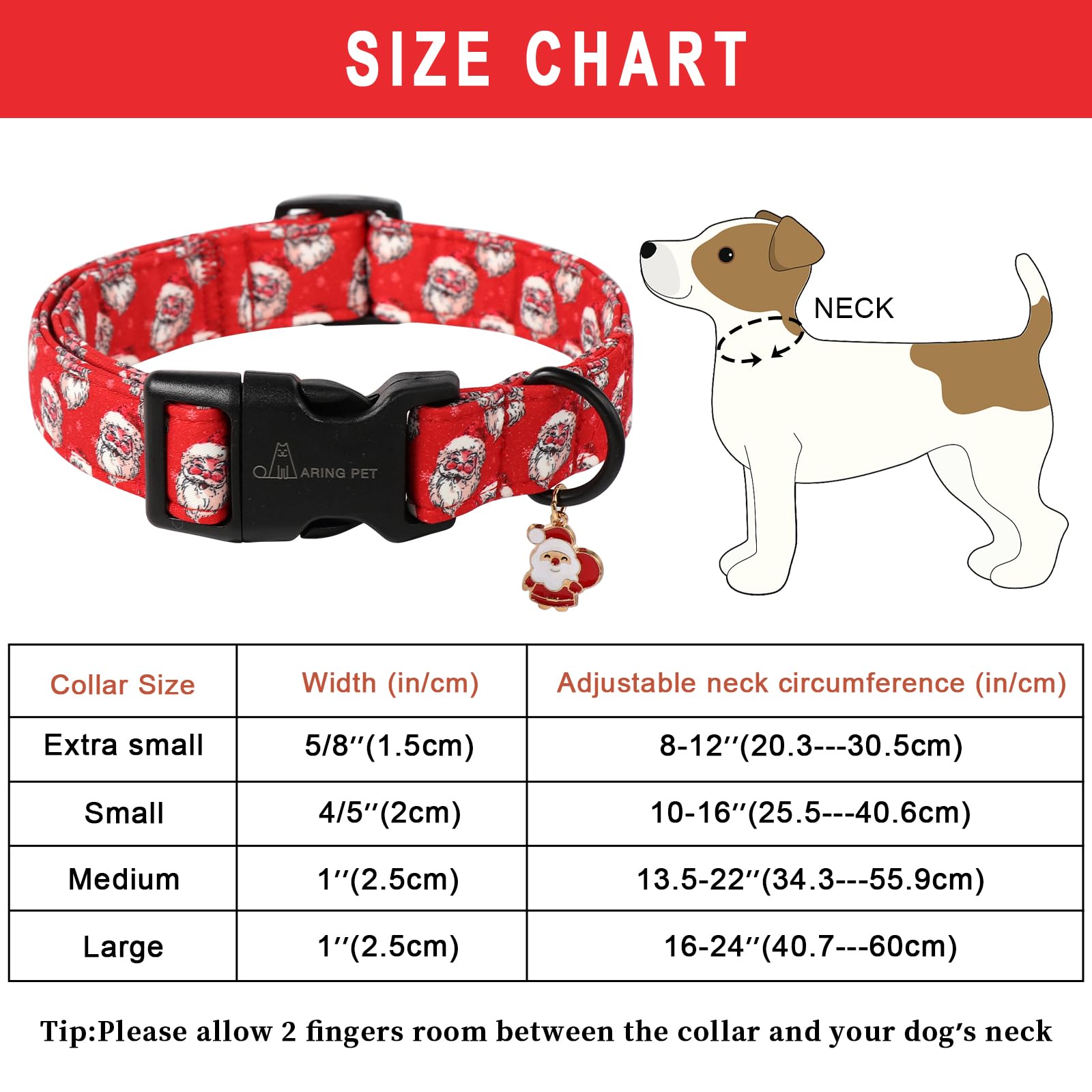 Aring Pet Christmas Dog Collar-Cute Red Santa Claus Dog Collars, Adjustable Christmas Pet Collars Puppy Collar With Quick Releas