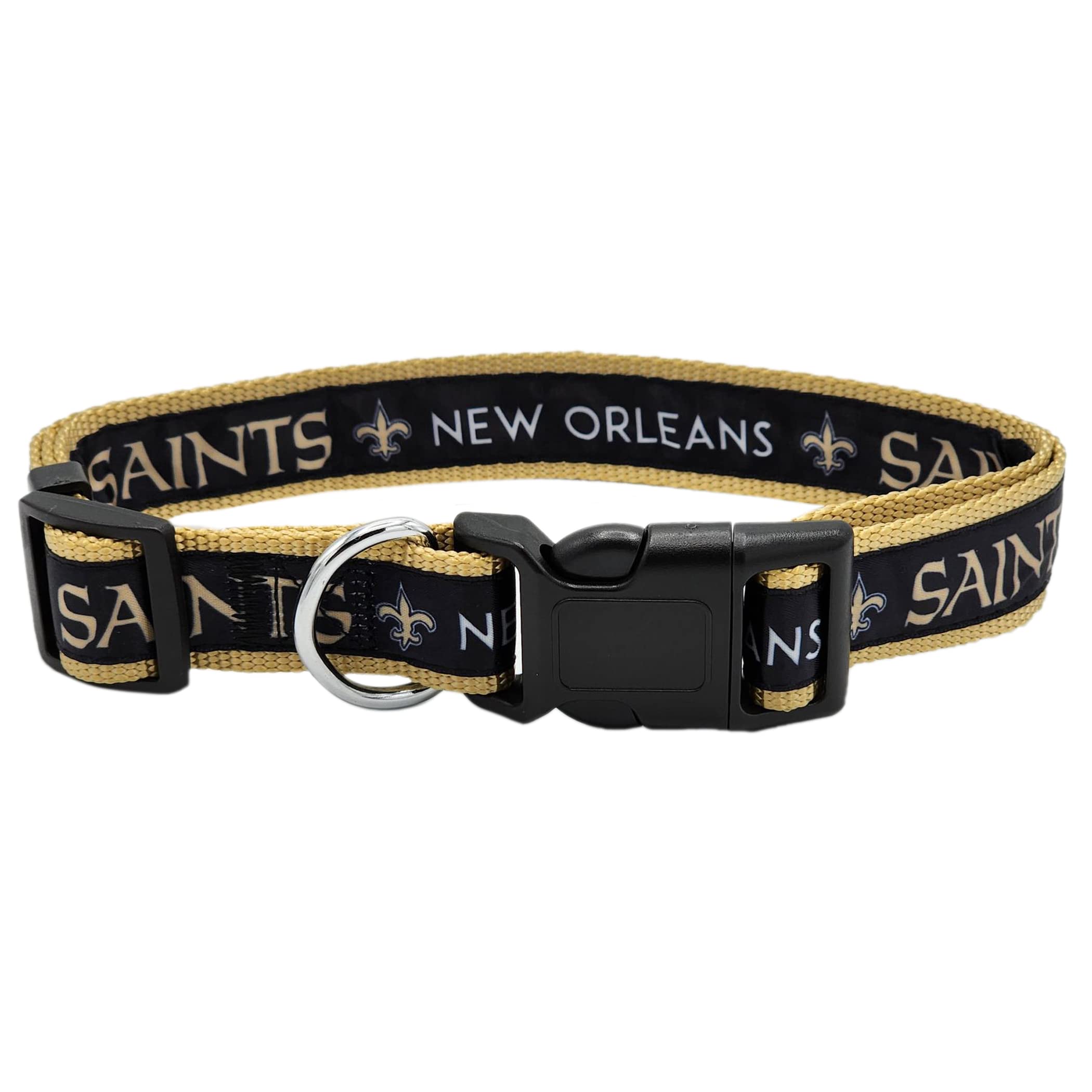 Pets First NFL New Orleans Saints Licensed PET COLLAR, Small - Heavy-Duty, Strong, and Durable Dog Collar. Available in 31 Footb