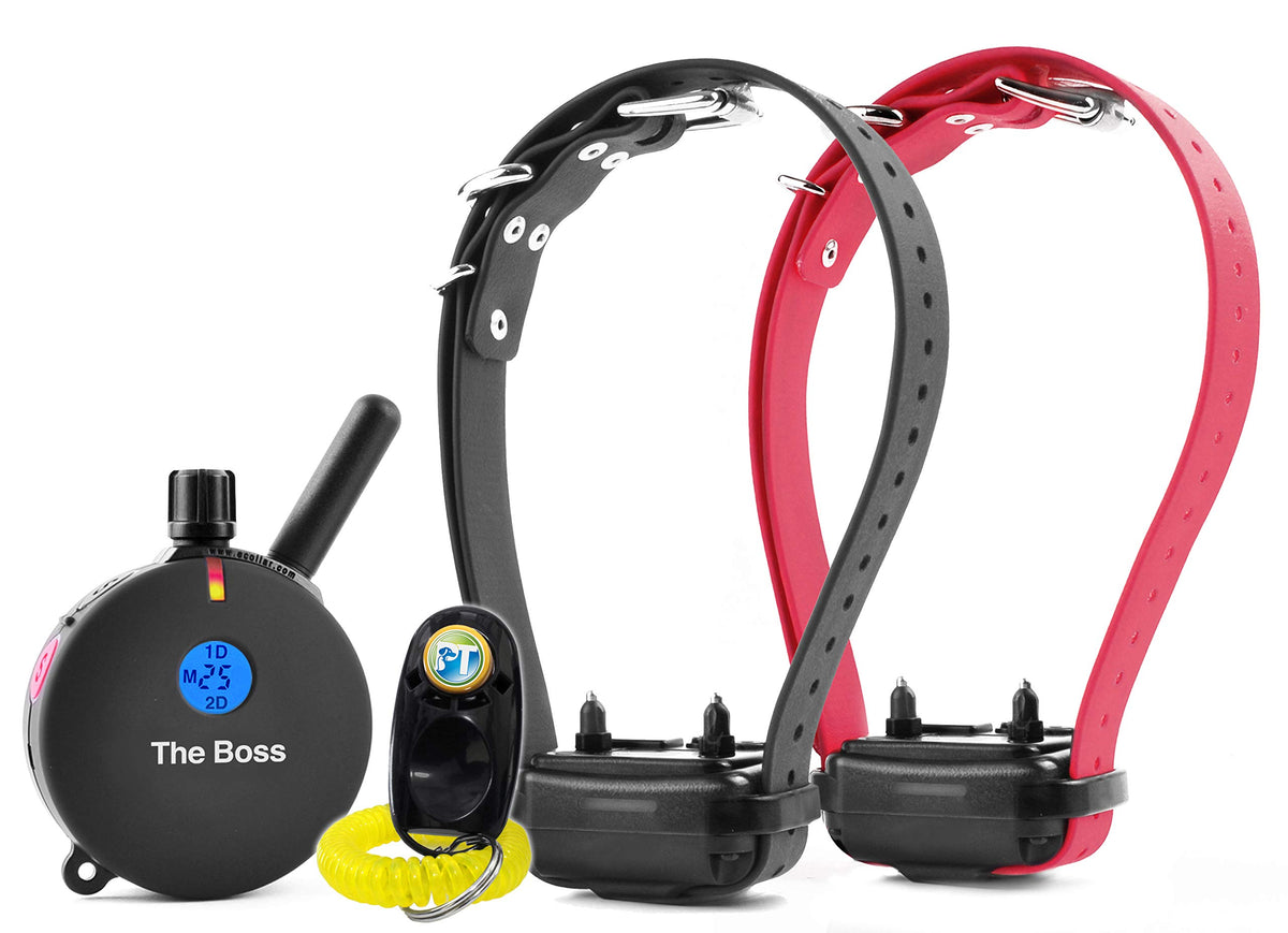E-Collar Et-802-1 Mile Rechargeable Remote Waterproof Trainer For Two Dogs - Static, Vibration And Sound Stimulation Collar With