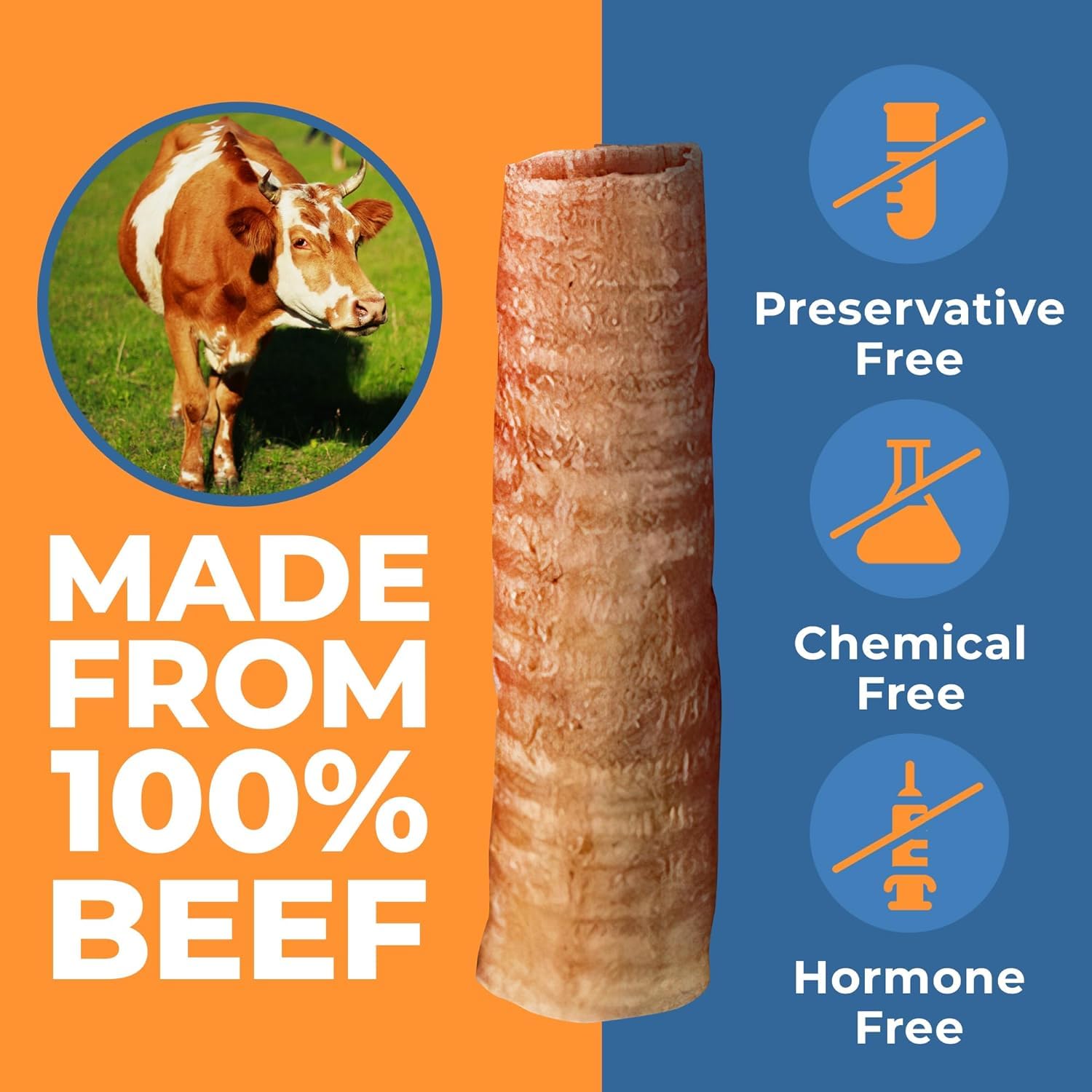 K9warehouse Trachea Dog Chews - Premium Beef Trachea for Dogs Packed in USA - Natural Cow Trachea Dog Treats - Supports Joint He