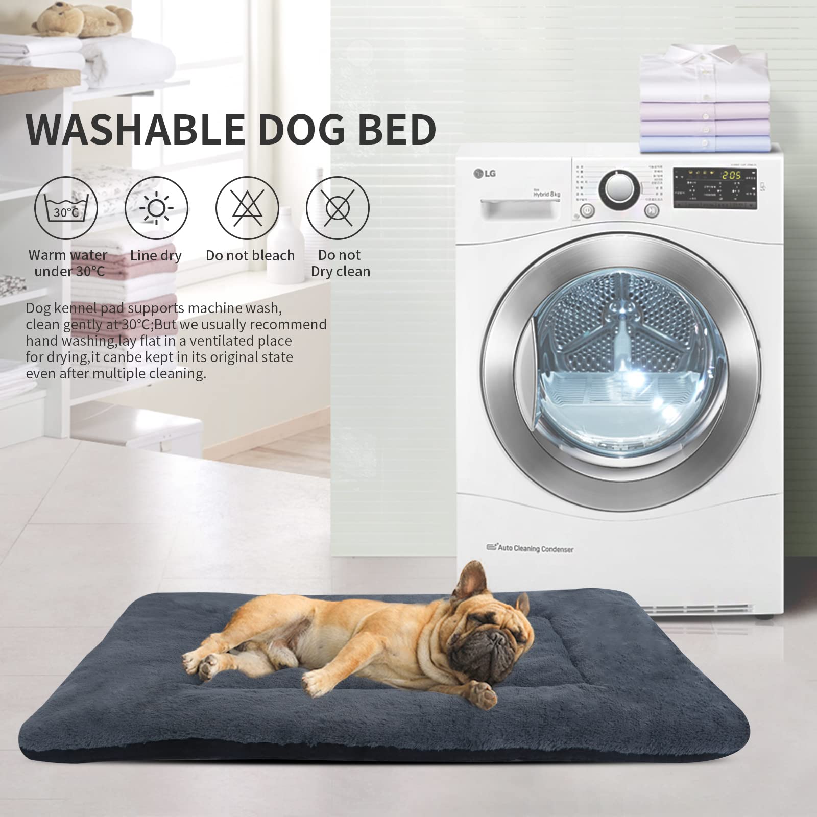 Vetasac Dog Bed Mat, Soft And Warm Pet Cushion, Dual Purpose Washable Mattress Bed For Small Medium Large Dog And Cat Sleeping Xb004 (36'X23', Dark Grey)