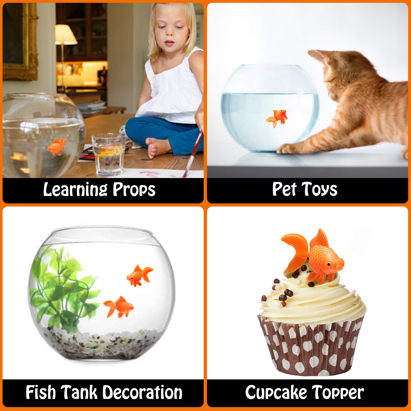 Sumind 30 Pieces Fake Goldfish Plastic Floating Artificial Aquarium Fish Realistic Moving Orange Goldfish Fish Ornament Decorations For Aquarium Fish Tank