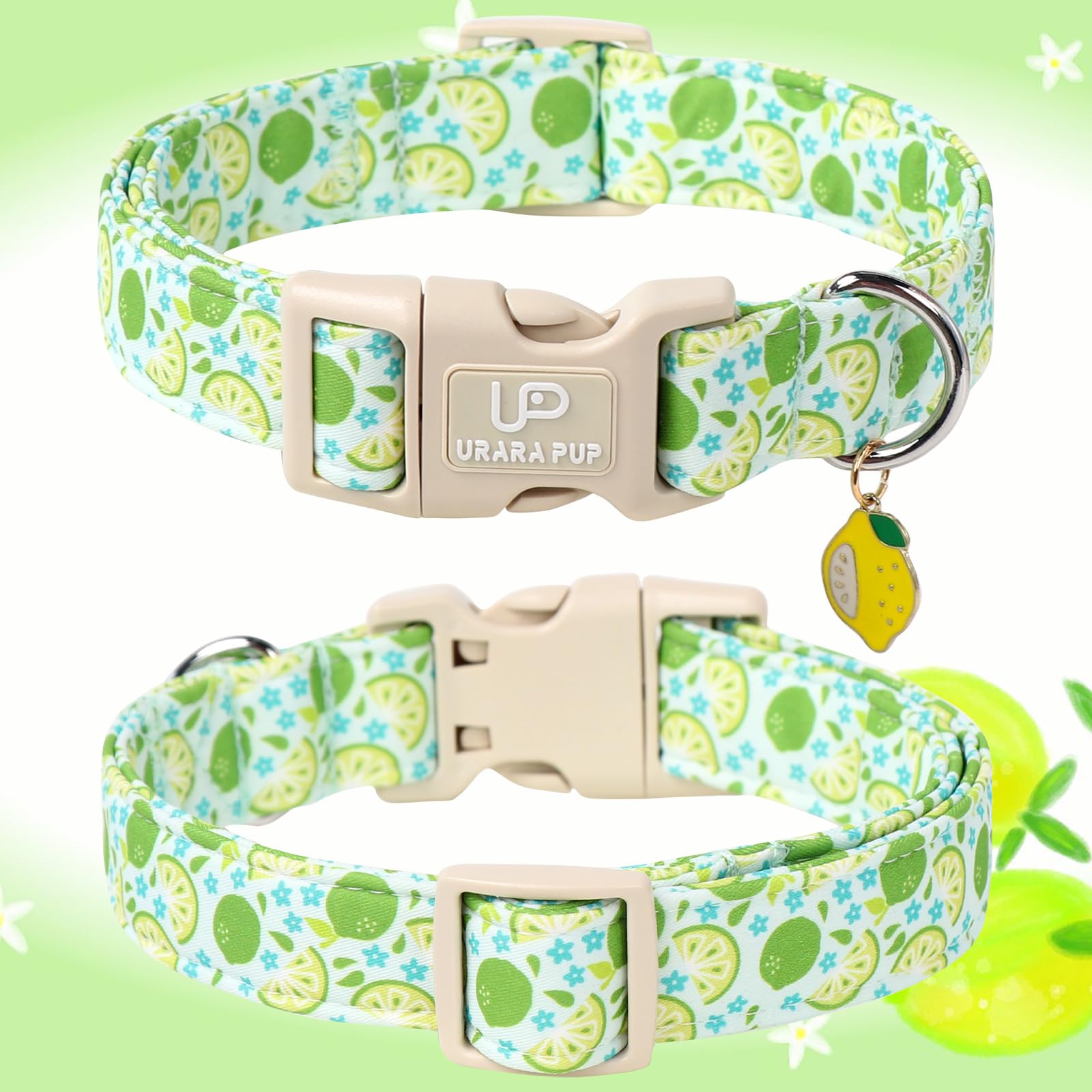 Up Urara Pup Summer Dog Collar-Refreshing Lime Pet Collars-Adjustable, Comfortable & Durable Puppy Collars For Small, Medium, La