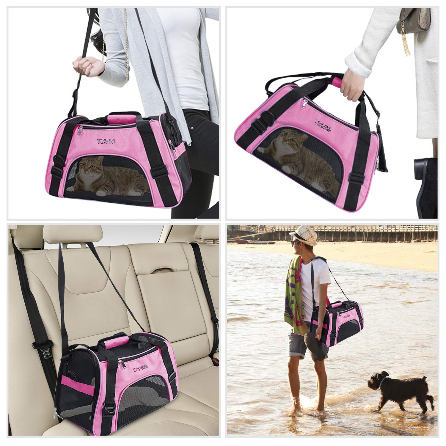 Ylong Cat Carrier Airline Approved Pet Carrier,Soft-Sided Pet Travel Carrier For Cats Dogs Puppy Comfort Portable Foldable Pet B