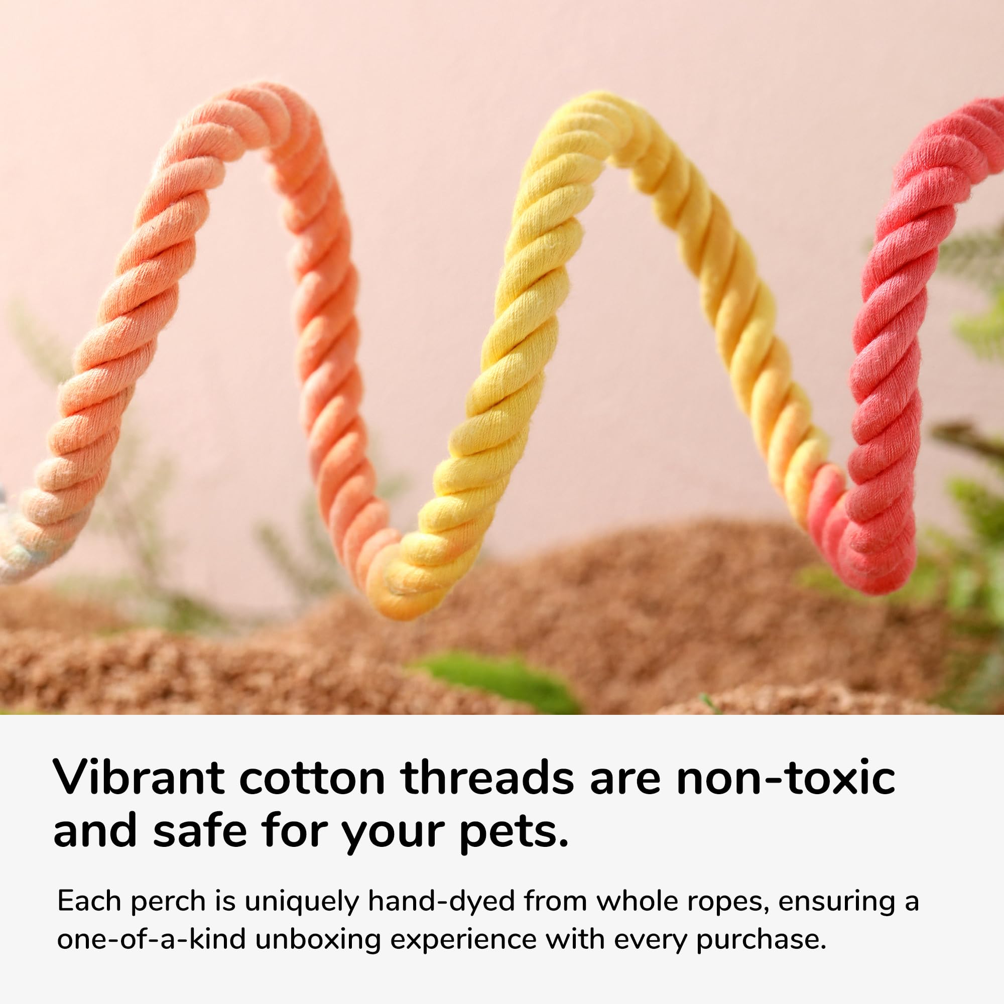 Tafit Multi-Color Rope Bird Perch Toys for Parrot Cage Stand, Climbing Swing Accessories for Cockatiel, Parakeets, Budgies, Love