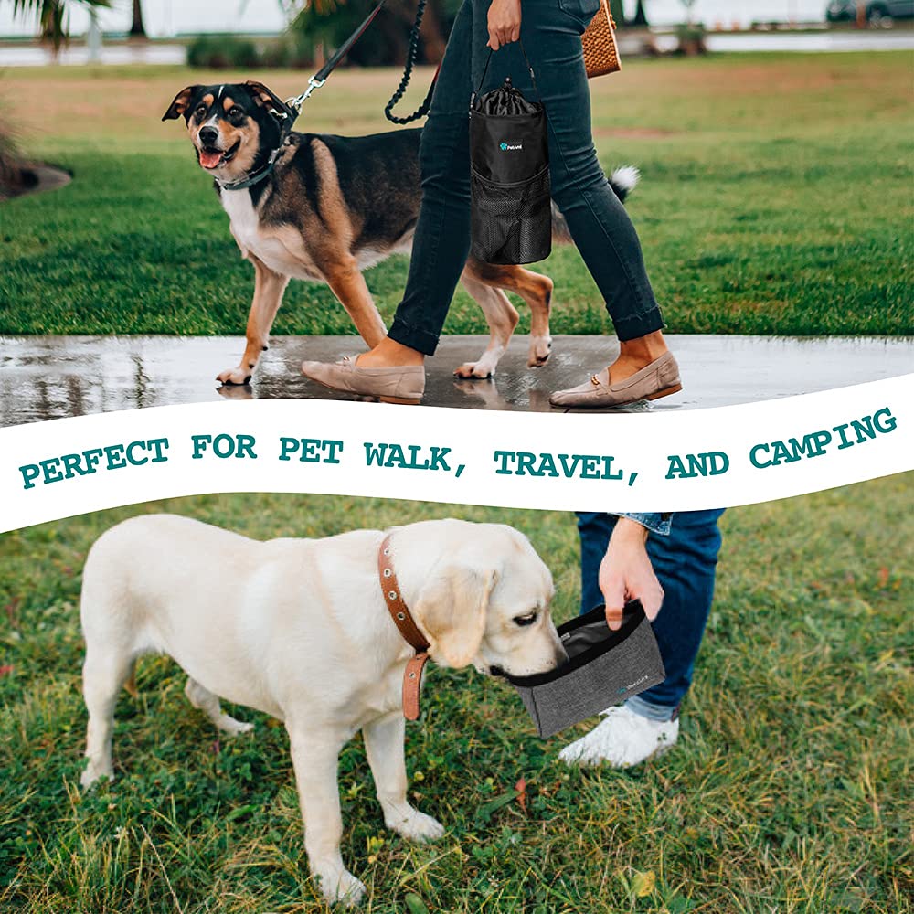 PetAmi Dog Food Travel Bag | Kibble Carrier for Dogs with Collapsible Dog Water Bowls Kit | Pet Food Travel Container Storage fo