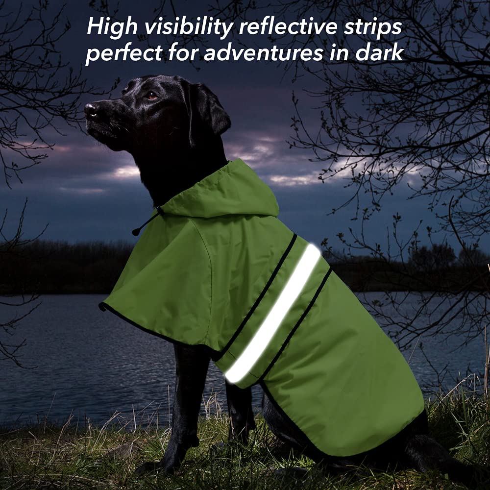 Ezierfy Reflective Dog Raincoat - Adjustable Raincoat For Dogs, Lightweight Hooded Dog Raincoats Poncho Slicker, Waterproof Rain